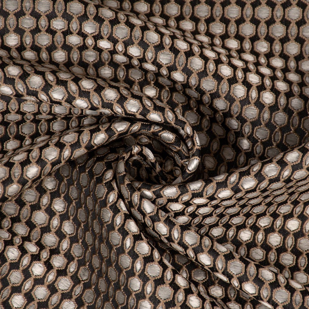 Stoff Dekostoff Jacquard Grafikdessin abstrakt schwarz beige 137cm Breite