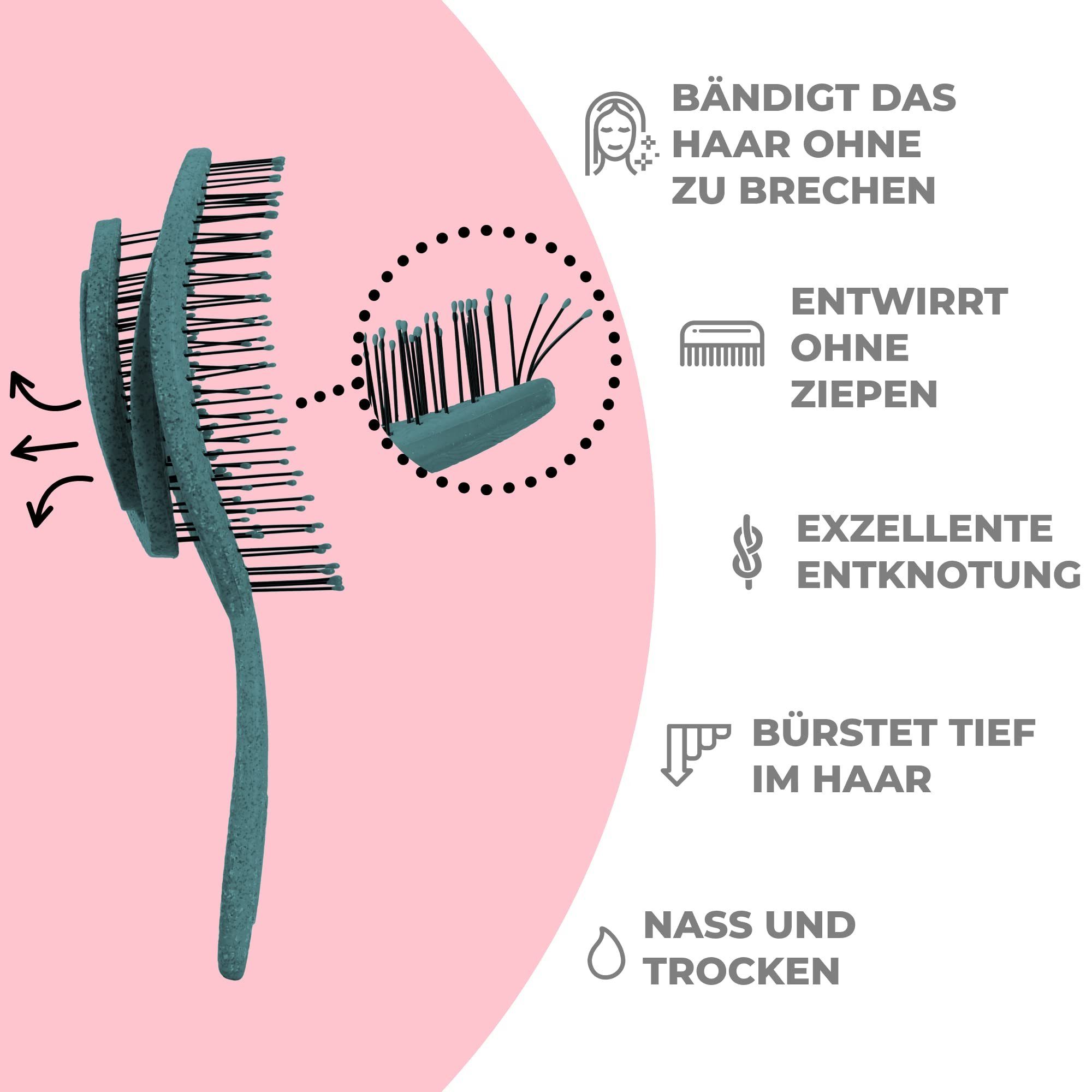 Ninabella Haarbürste Bio-Haarbürste Herren & für Kinder Ziepen Entwirrbürste Damen, - ohne