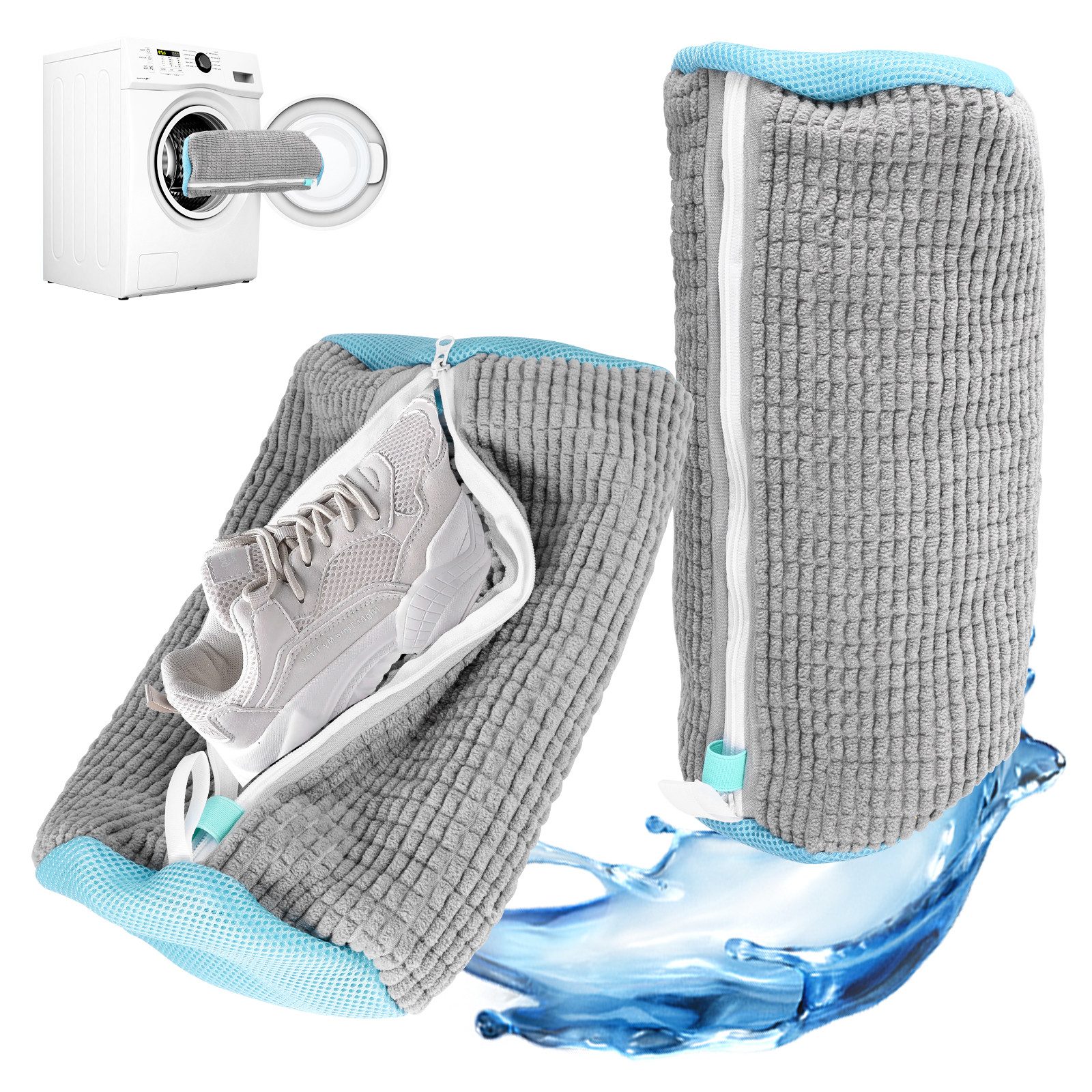 BlingBin Wäschesack 2 Stück Schuhwaschbeutel Waschmaschine Wäschenetz für Schuhe (2 Stück/Set, 2 St., 2pcs), 39 * 19 cm, Wiederverwendbare Schuhwaschbeutel mit Reißverschluss