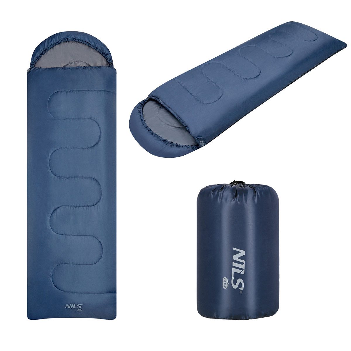 NILS CAMP Schlafsack Deckenschlafsack Blau/Grau Camping Outdoor Sommer L 190+30 cm