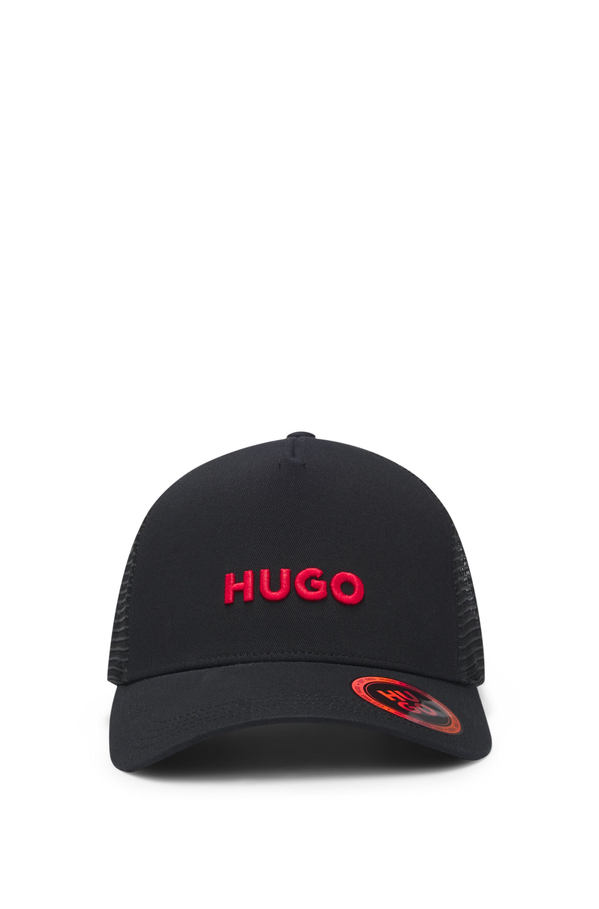 HUGO Fitted Cap Marsel-Trucker aus Twill & Mesh mit 3D Logostickerei, unisex