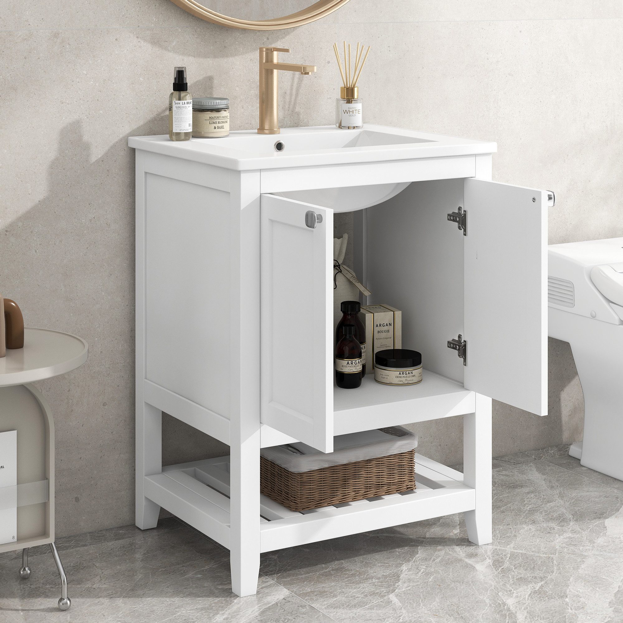 Flieks Waschtisch (1-St), Badezimmerschrank mit Waschbecken, günstig online kaufen