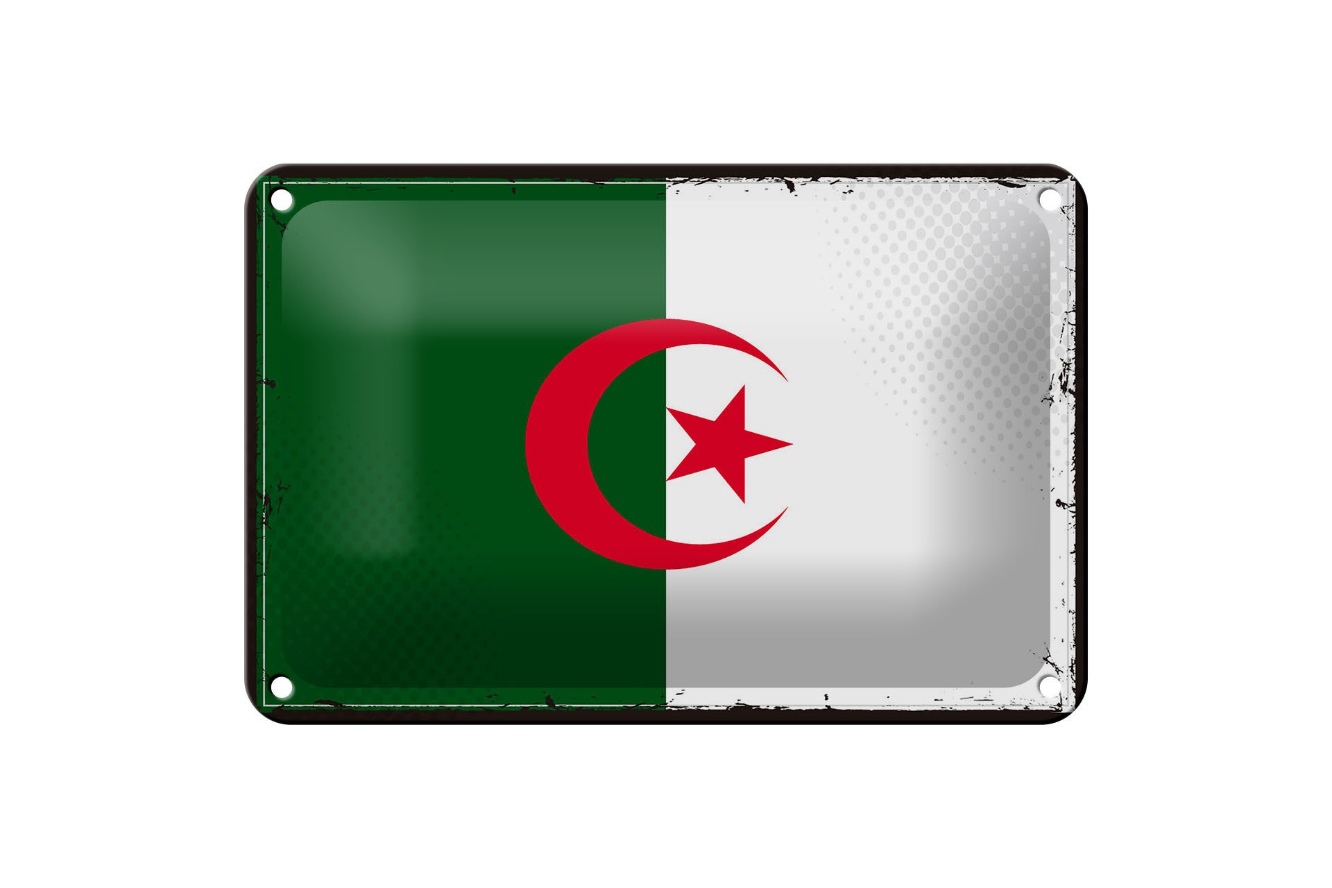 Femer GmbH Metallschild Flagge Algeriens 18x12cm Retro Flag Algeria, (1 St), gewölbte Oberfläche, abgerundete Ecken, umgeschlagene Kanten