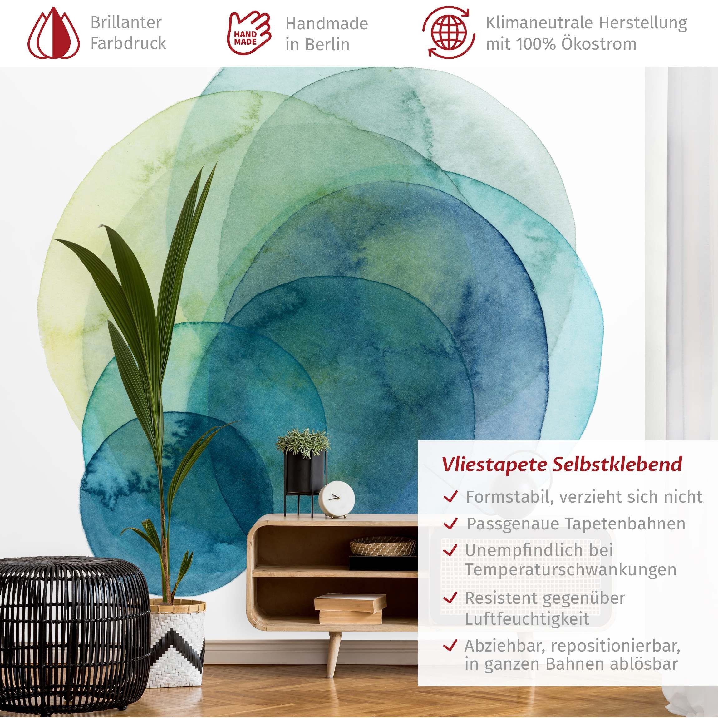 Bilderdepot24 Vliestapete Abstrakt Grün Aquarell Tapete günstig online kaufen