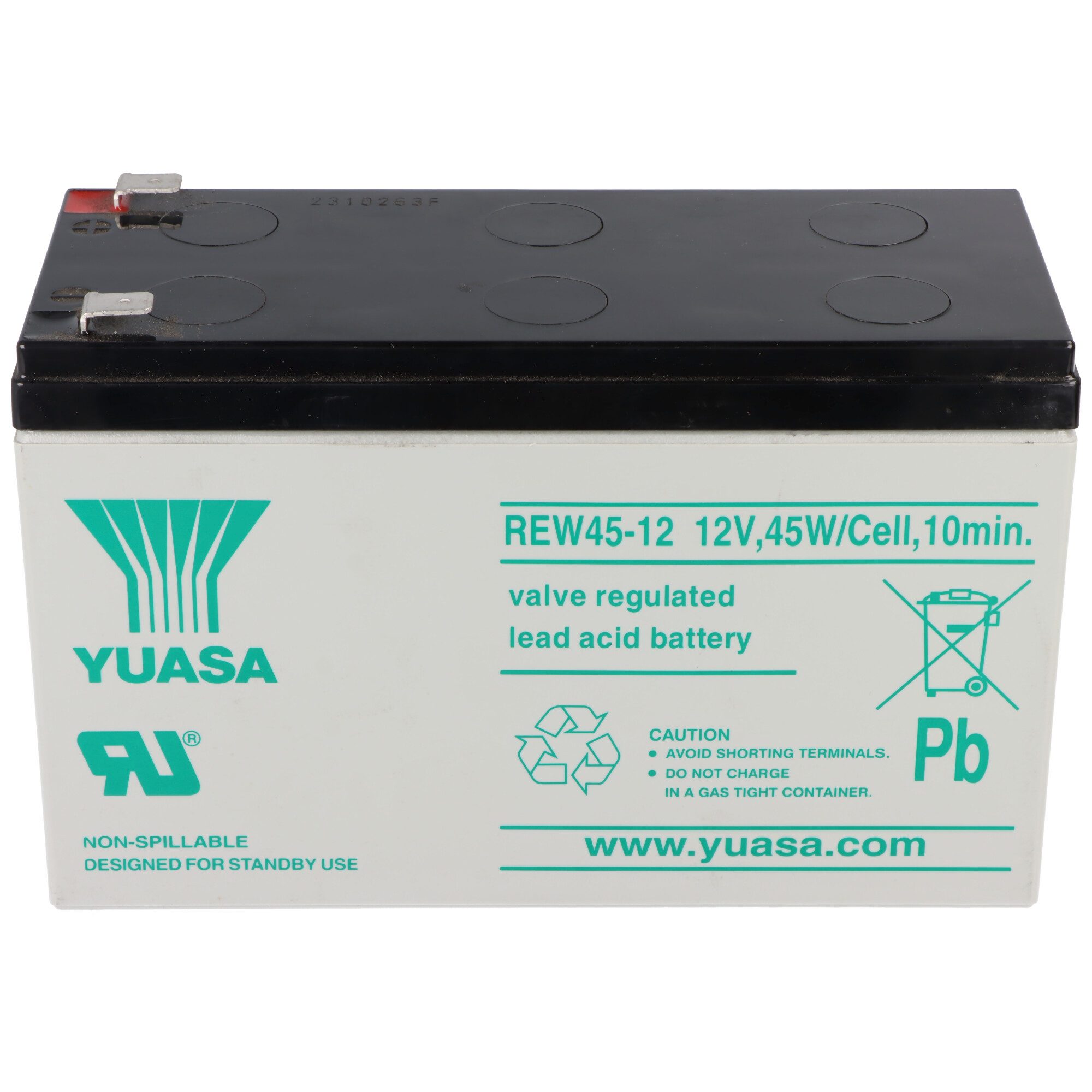 Yuasa Yuasa REW45-12 Akku Blei Hochstrom 12V mit 8Ah, Faston 6,3mm Steckkon Akku 8000 mAh (12,0 V)
