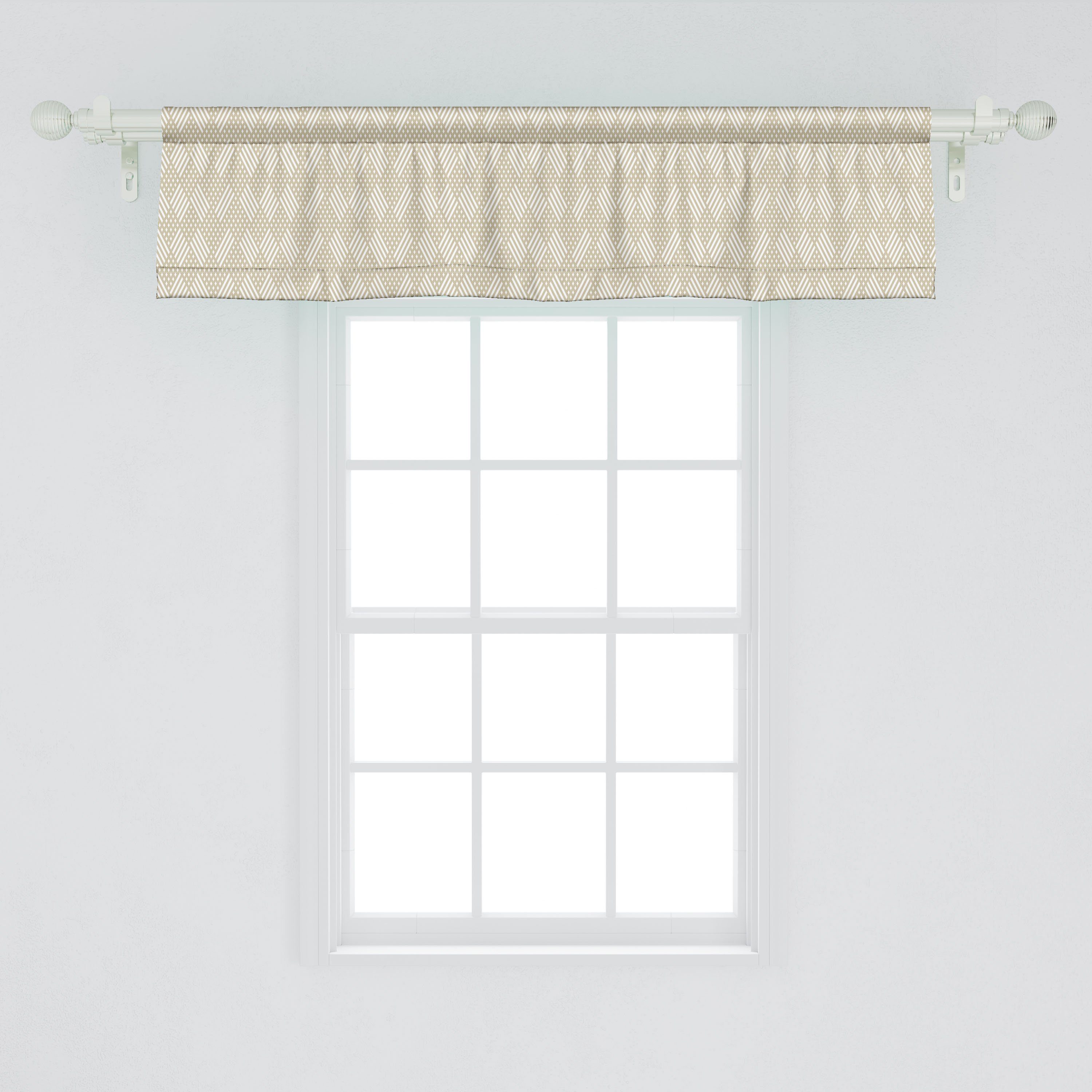 Scheibengardine Vorhang Volant für Küche Abakuhaus, Geometrie Squares Dekor Microfaser, Abstrakte Schlafzimmer Stangentasche, gestreifte mit
