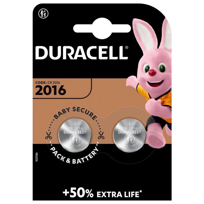 Duracell Spezialzellen 2016 Lithium 3 V 2er-Packung (CR2016 /DL2016) Batterie CR2016 (2 St)