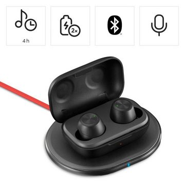 Hama True-Wireless-Kopfhörer (mit kabellosem Ladegerät, In Ear, 12 h Akku) Bluetooth-Kopfhörer (True Wireless, Google Assistant, Siri)
