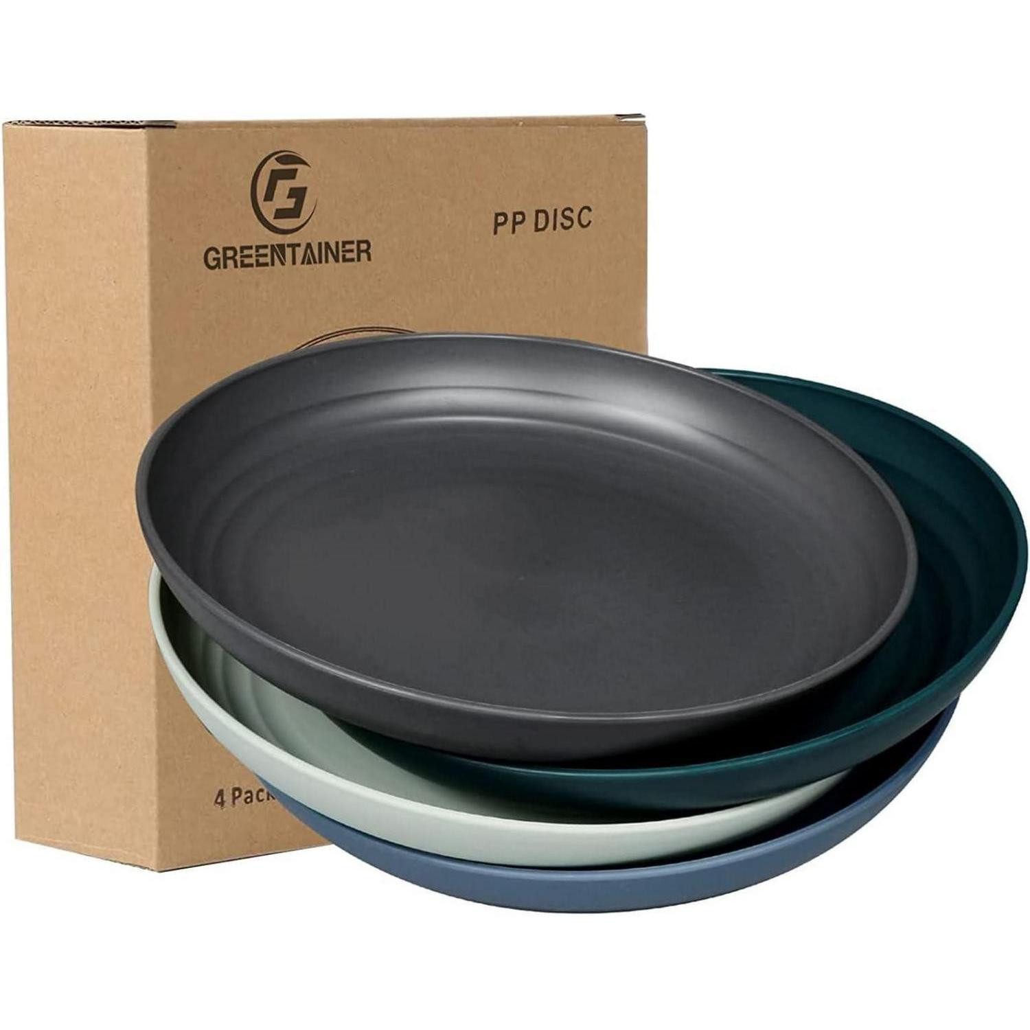 LuxusKollektion Mikrowellenteller Teller Set 4er 25cm Speiseteller PP BPAfrei Dunkel Farbe 25 cm