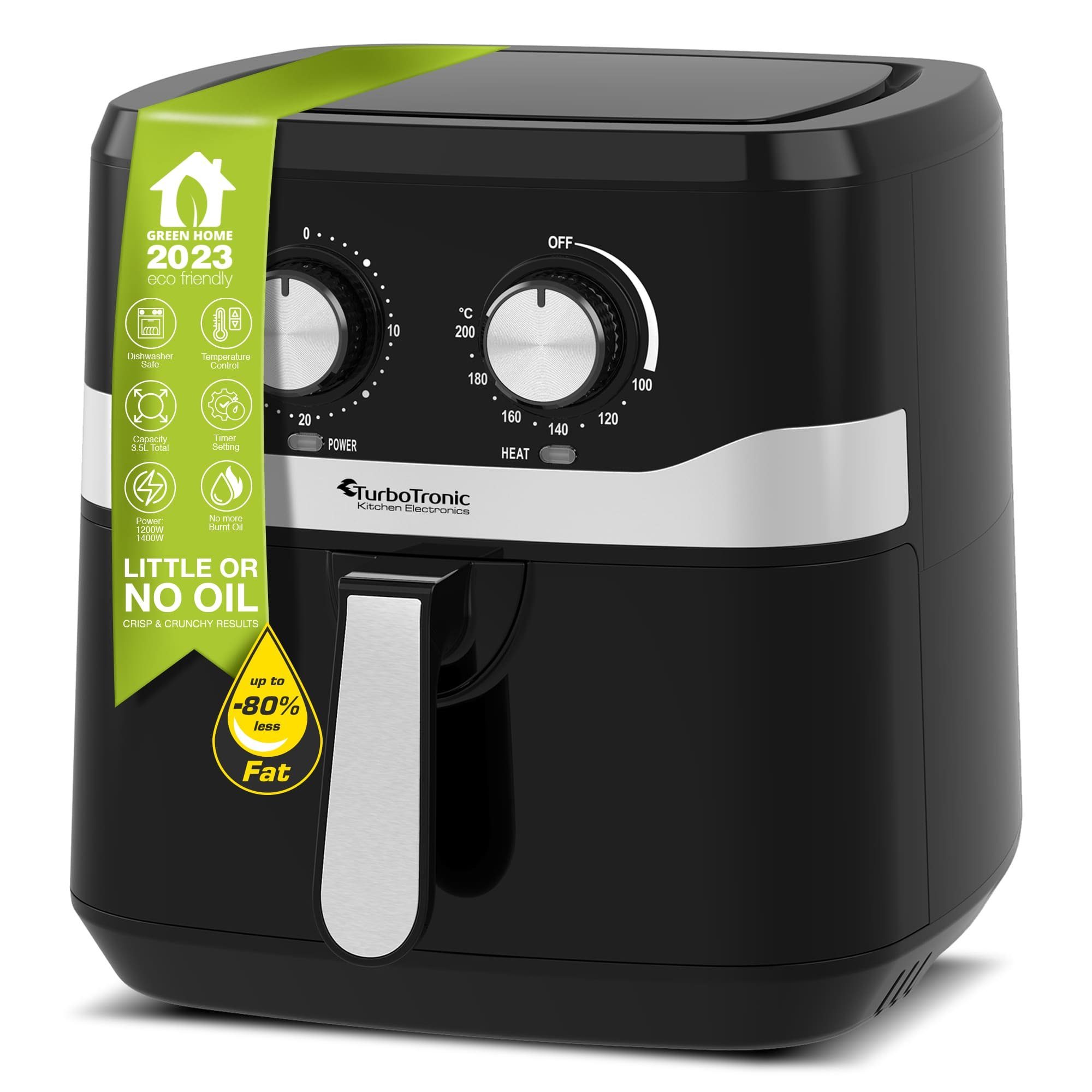 TurboTronic by Z-Line Heißluftfritteuse, 1800 W, AF7M - XXL Heißluftfritteuse, Airfryer, Fritteuse ohne Fett / Öl, 50°C 200°C Heiß Luftfritteuse Air Friteuse Power
