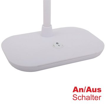 Briloner Leuchten LED Schreibtischlampe 7488-016, schwenkbar, An-/Ausschalter, LED fest verbaut, Kaltweiß, Tischlampe, 42x3,5cm, Weiß, 8W, Leselampe, Schreibtisch, Büro, Bett