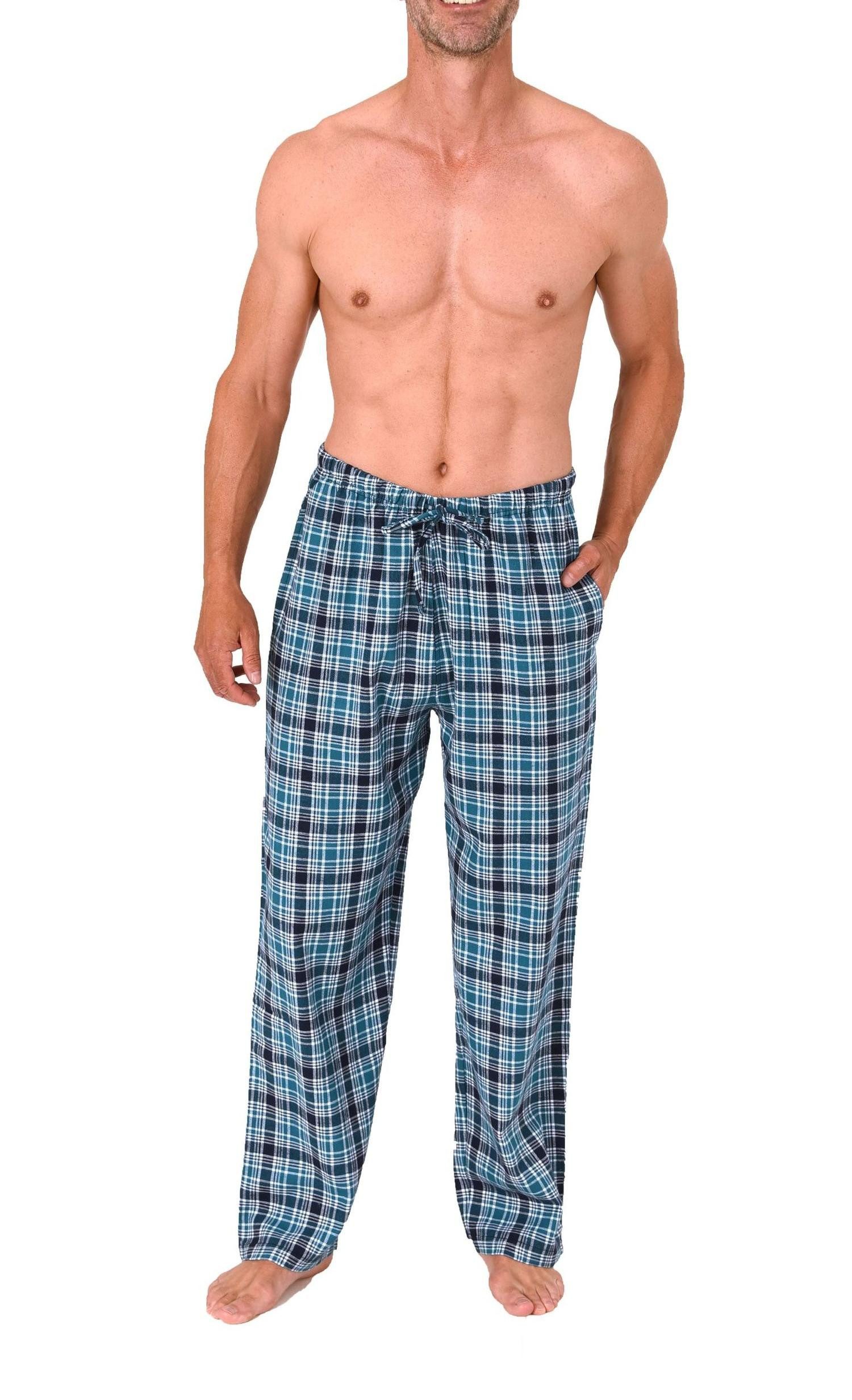 Pyjama Normann Herren Flanell Schlafanzug Pyjama Hose in Karo Optik