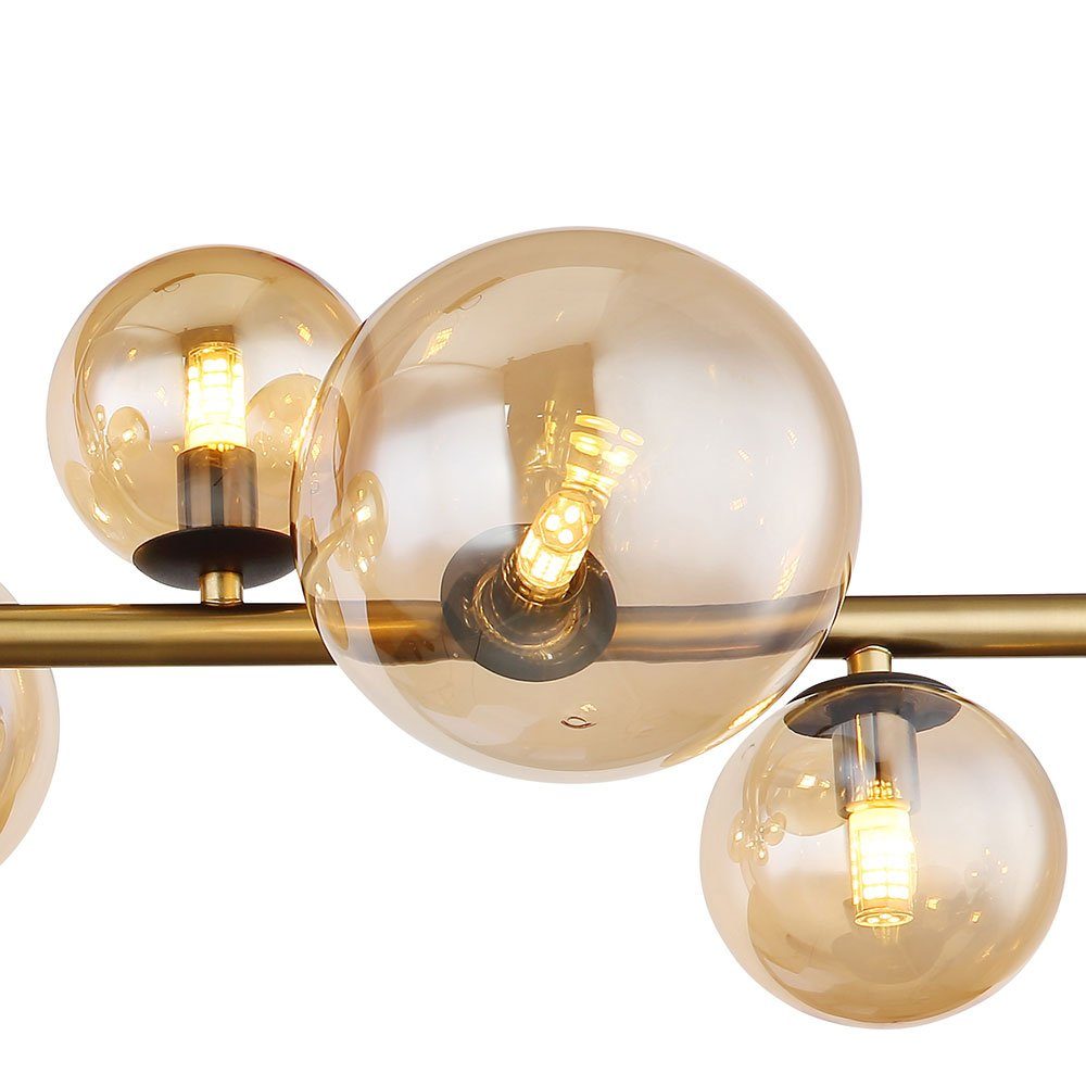 Globo LED Pendelleuchte, Leuchtmittel inklusive, 9-flammig, Pendelleuchte Esstischleuchte Glas Warmweiß, Hängelampe Kugellampe