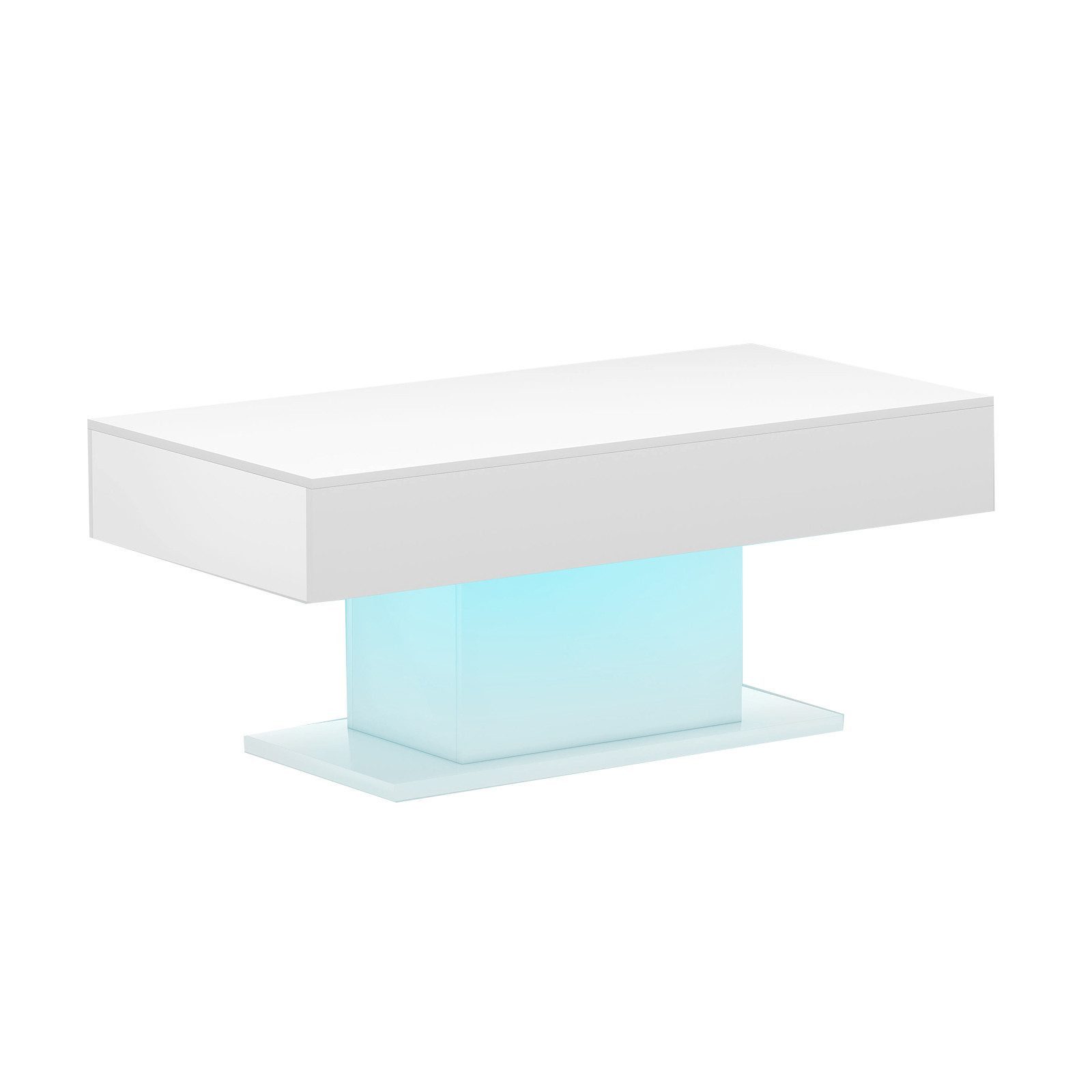 radelldar Couchtisch Wohnzimmertisch Hochglanz mit LED-Beleuchtung, Moderner Stil (1-St), Maße 110x55x50 cm, USB-Betrieb