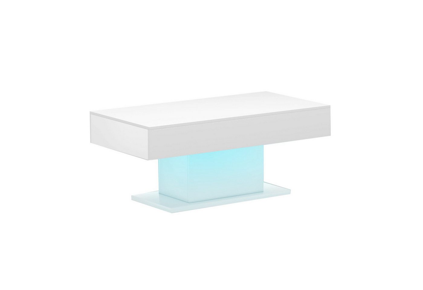 radelldar Couchtisch Wohnzimmertisch Hochglanz mit LED-Beleuchtung, Moderner Stil (1-St), Maße 110x55x50 cm, USB-Betrieb