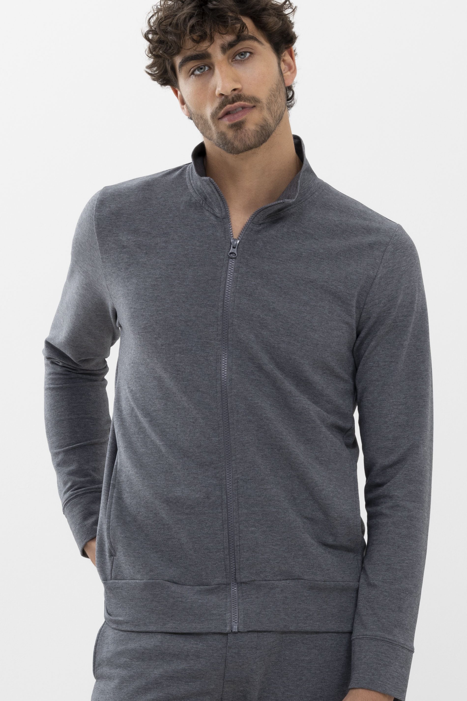 Mey Sweatjacke Mey Herren Reißverschlussjacke Serie Enjoy Uni (1-tlg) Sweatjacke, zeitloses Design, Lyocell-Baumwoll-Mix