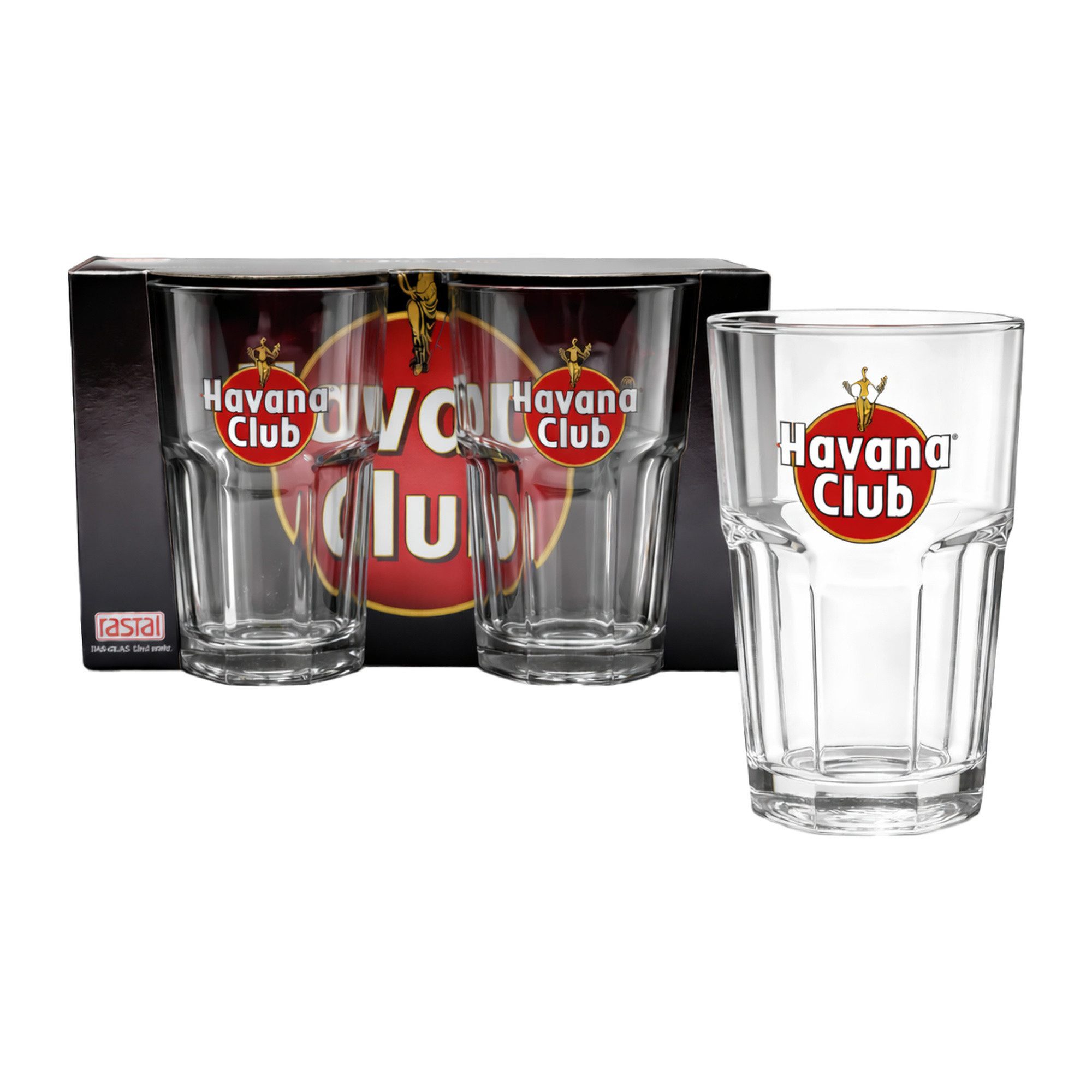 rastal Longdrinkglas Longdrinkgläser 2er Set Havana Club Motiv, geeicht 2+4 cl, 2-tlg.