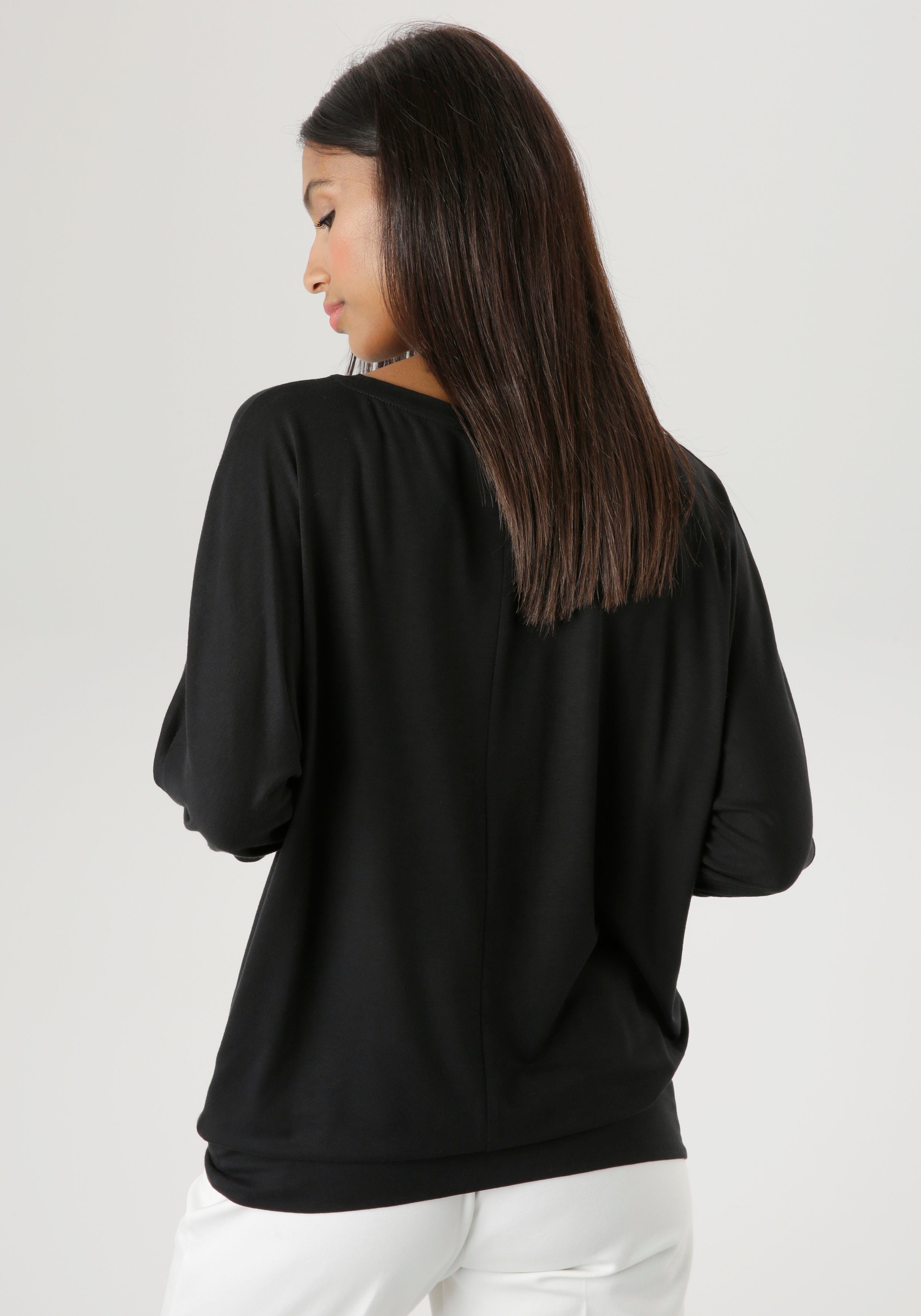 Aniston SELECTED Fledermausshirt mit abstraktem Gesichtsdruck