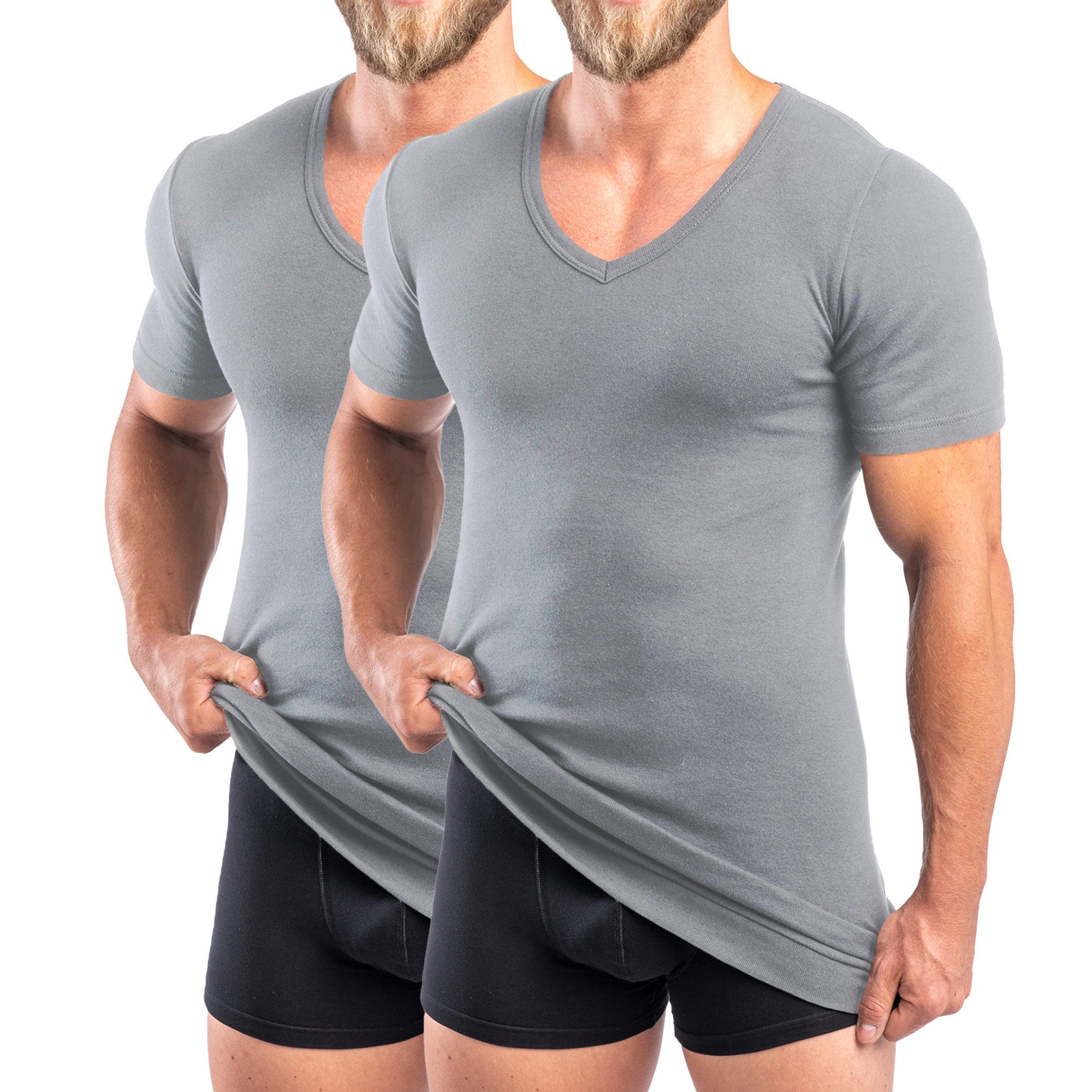 HERMKO Unterziehshirt 488710 2er Pack Extralanges Herren kurzarm Shirt +6cm günstig online kaufen