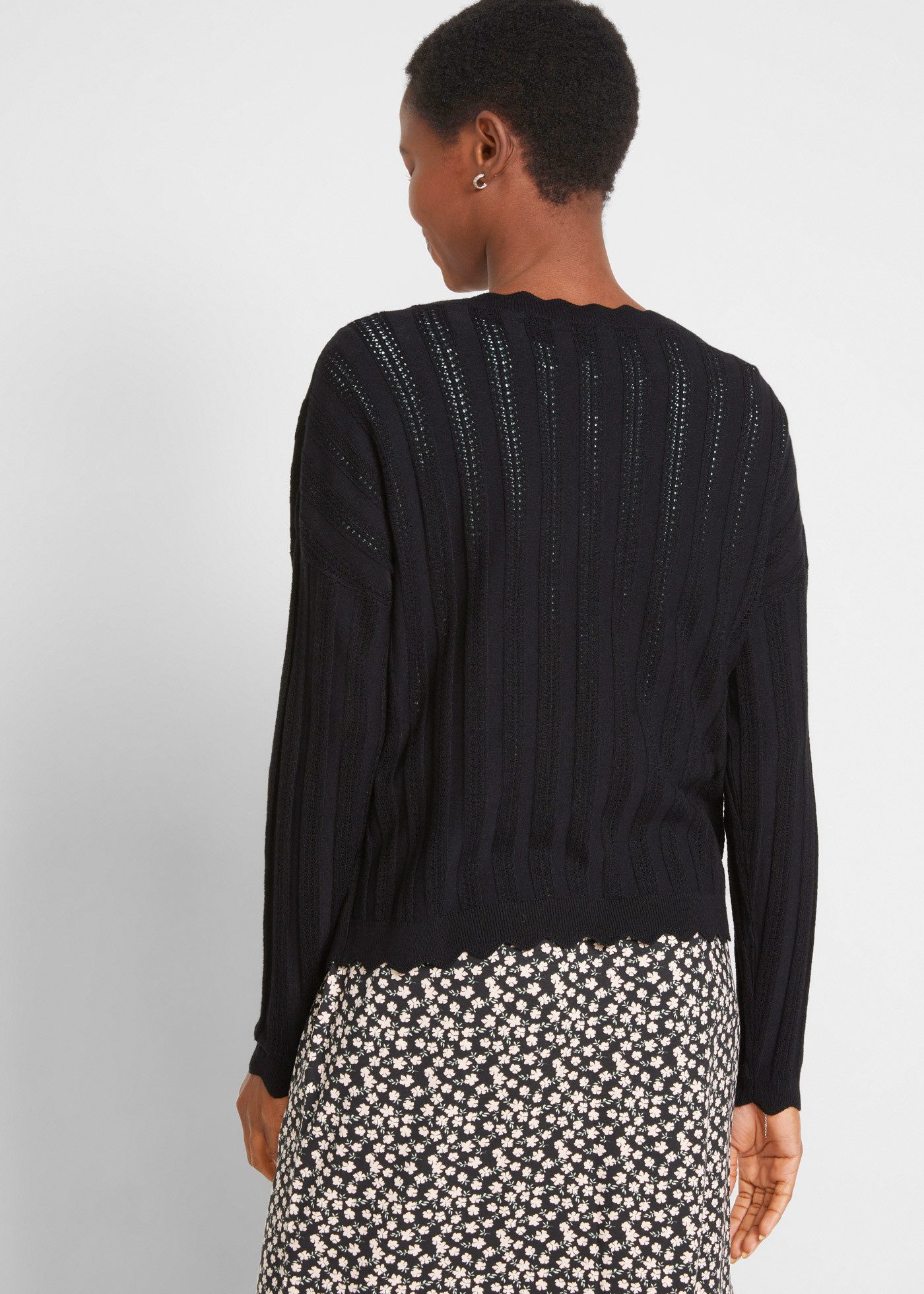 bonprix Strickjacke Oversize-Passform, mit Ajour-Muster, für festlichen Look