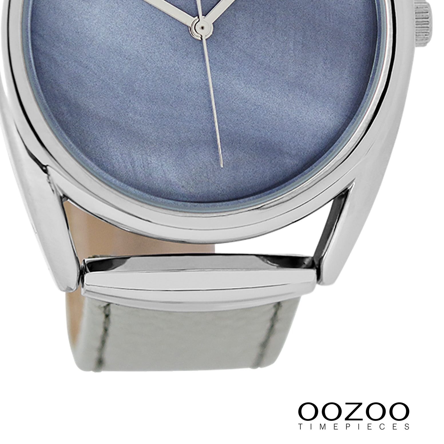 OOZOO Quarzuhr Oozoo Damen Armbanduhr silber Analog, (Analoguhr), Damenuhr rund, groß (ca. 42mm) Lederarmband, Elegant-Style