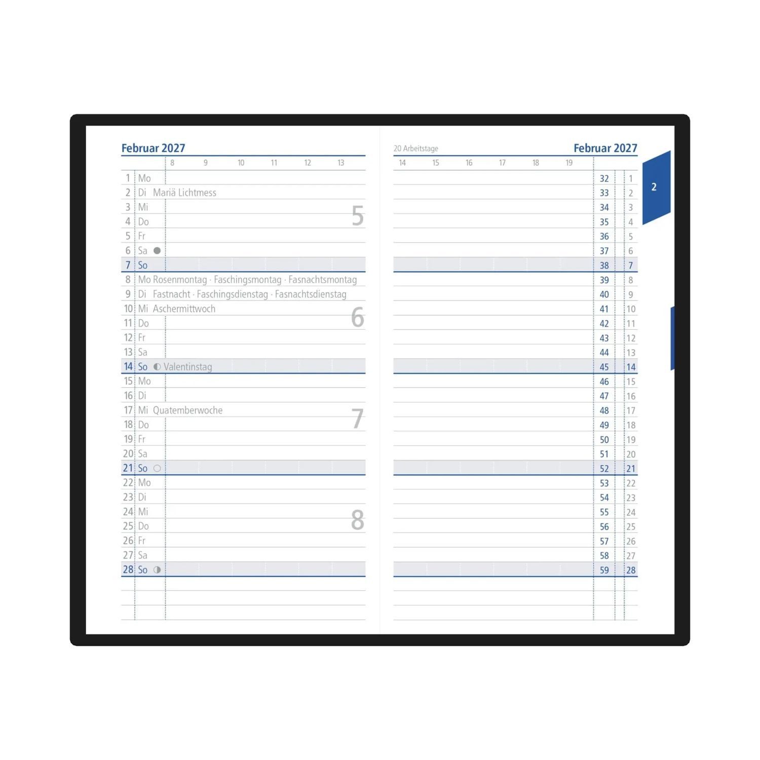 NEUMANN Taschenkalender Kalenderersatzeinlage TP 1M/2S 2027