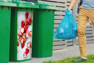 MuchoWow Wandsticker Erdbeere - Obst - Marmor (1 St), Mülleimer-aufkleber, Mülltonne, Sticker, Container, Abfalbehälter