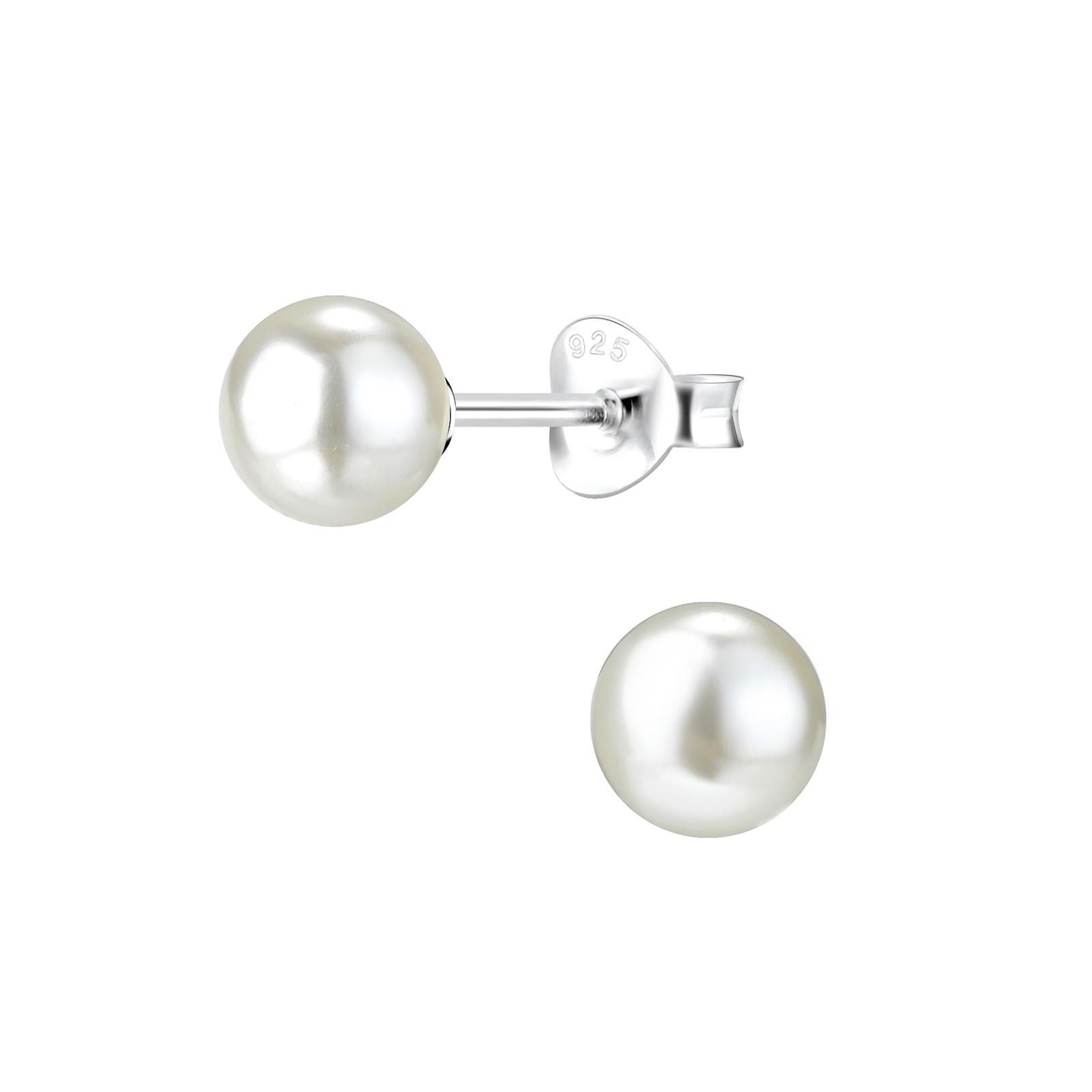 Monkimau Ohrring-Set 6mm Perlen Ohrringe 925 Silber, Hypoallergen