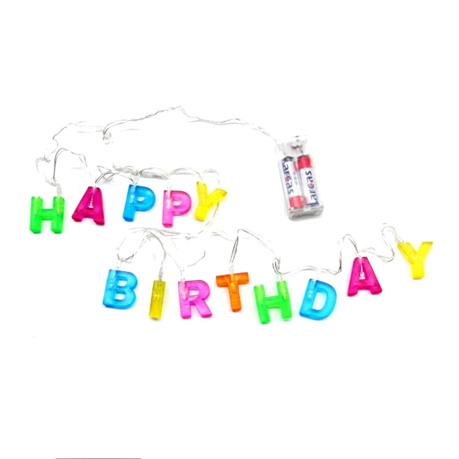 LED-Lichterkette LED Lichterkette HAPPY BIRTHDAY Geburtstagskette bunt leuchtend
