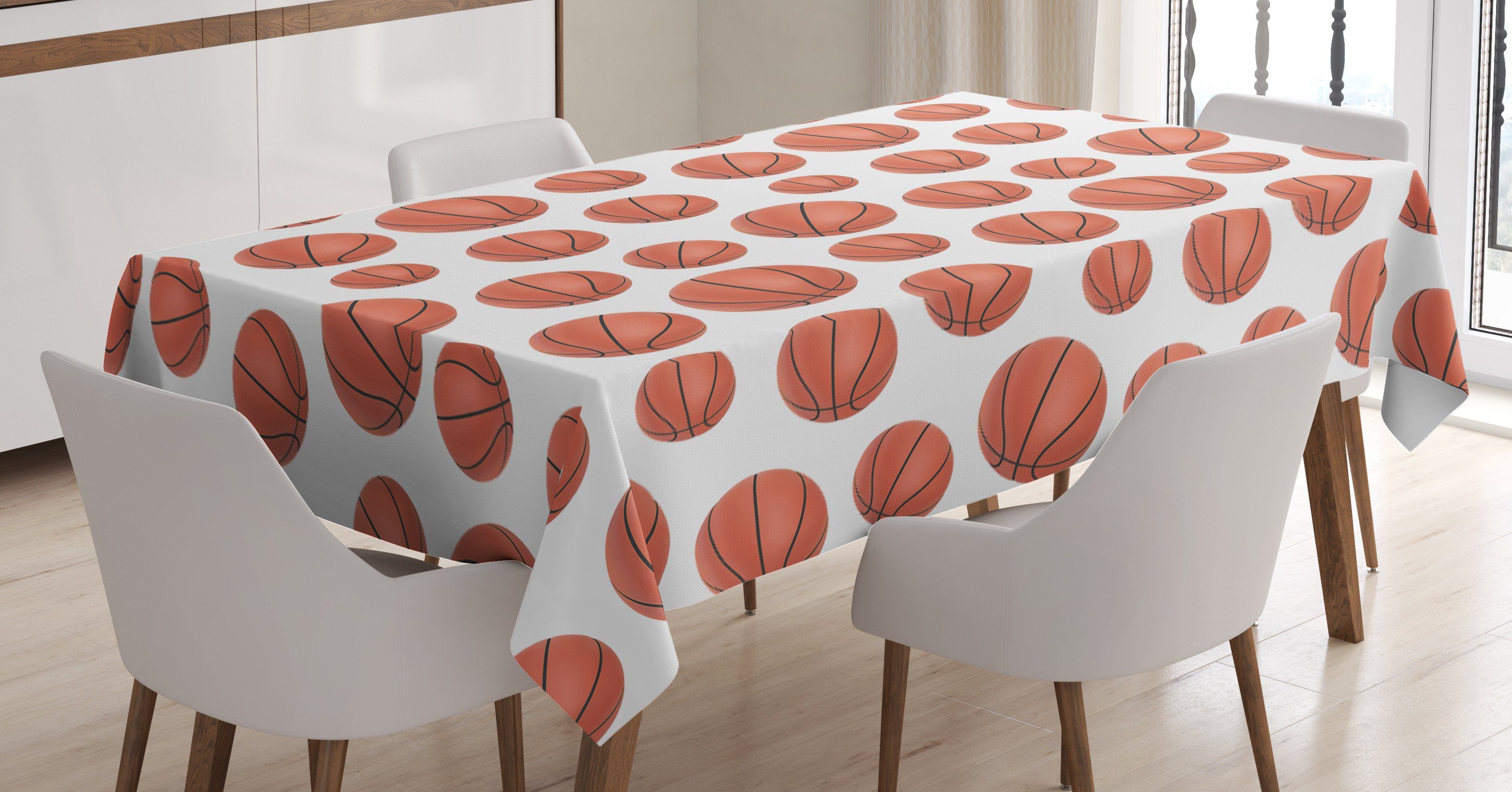 den Klare Farben, Waschbar Tischdecke Außen geeignet Für Art-Kugel Farbfest Abakuhaus Realistische Bereich Basketball