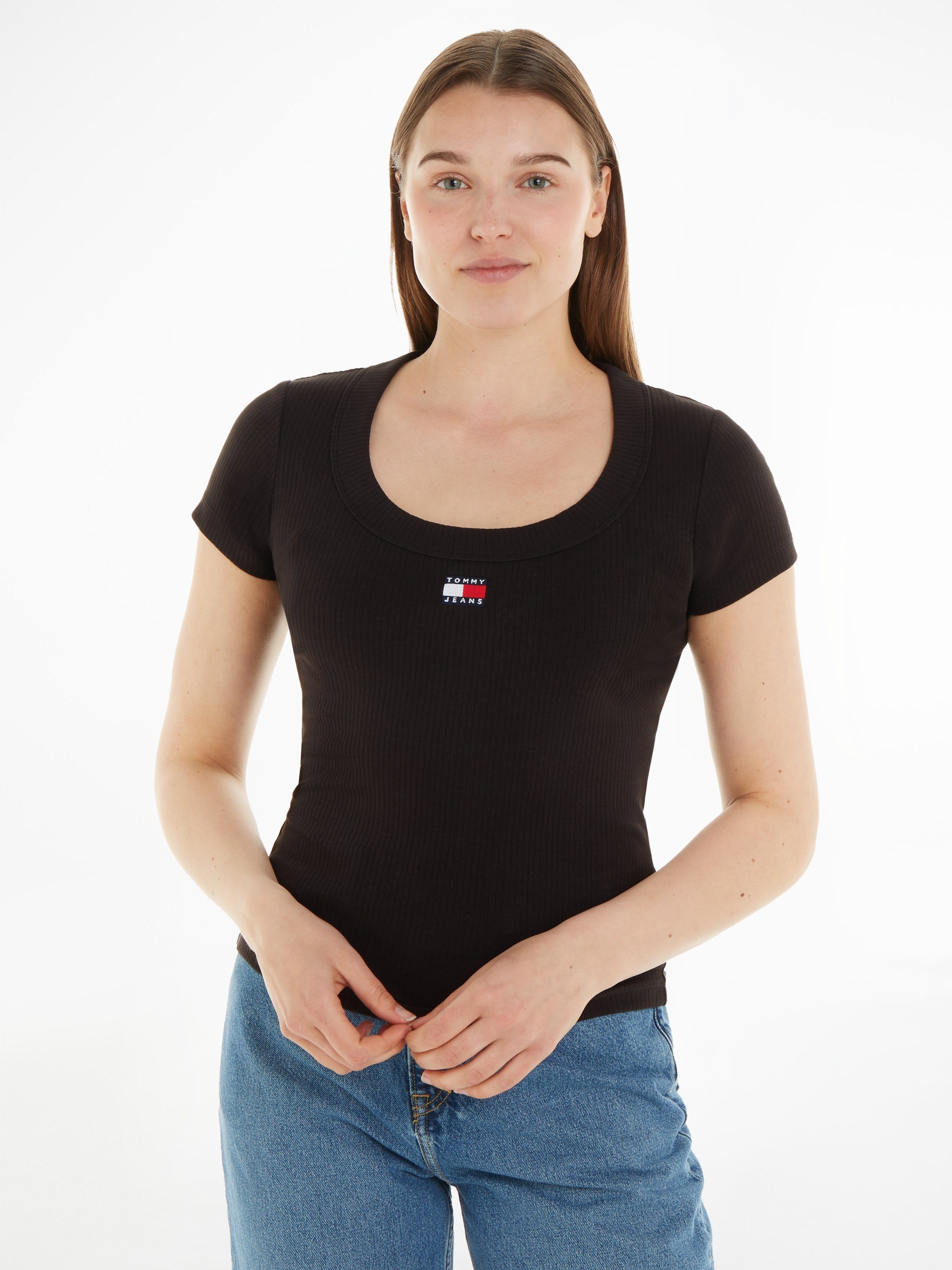 Tommy Jeans T-Shirt TJW SLIM BADGE RIB TEE SS mit Logostickerei