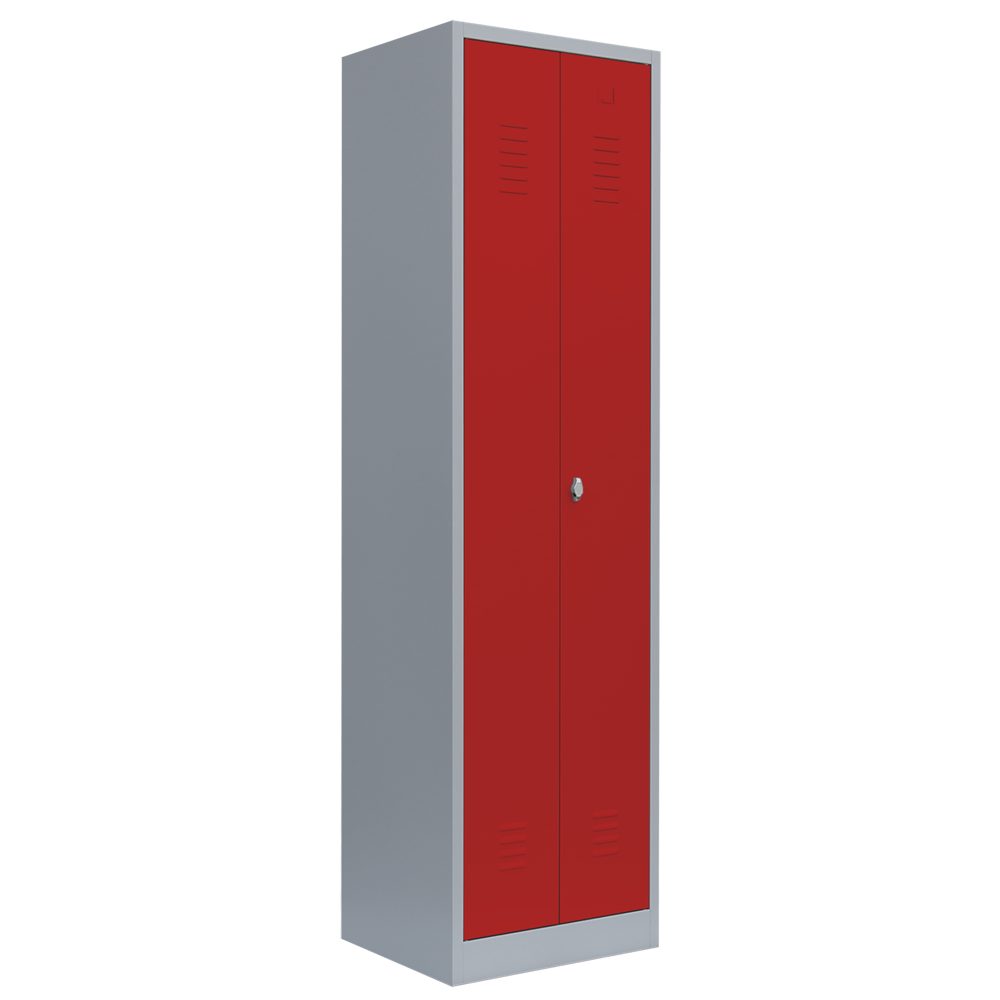 Steelboxx Spind Spind Kleiderschrank Schwarz-Weiss-Trennung 180x50cm rot/grau (1-St) Komplett verschweißt und montiert