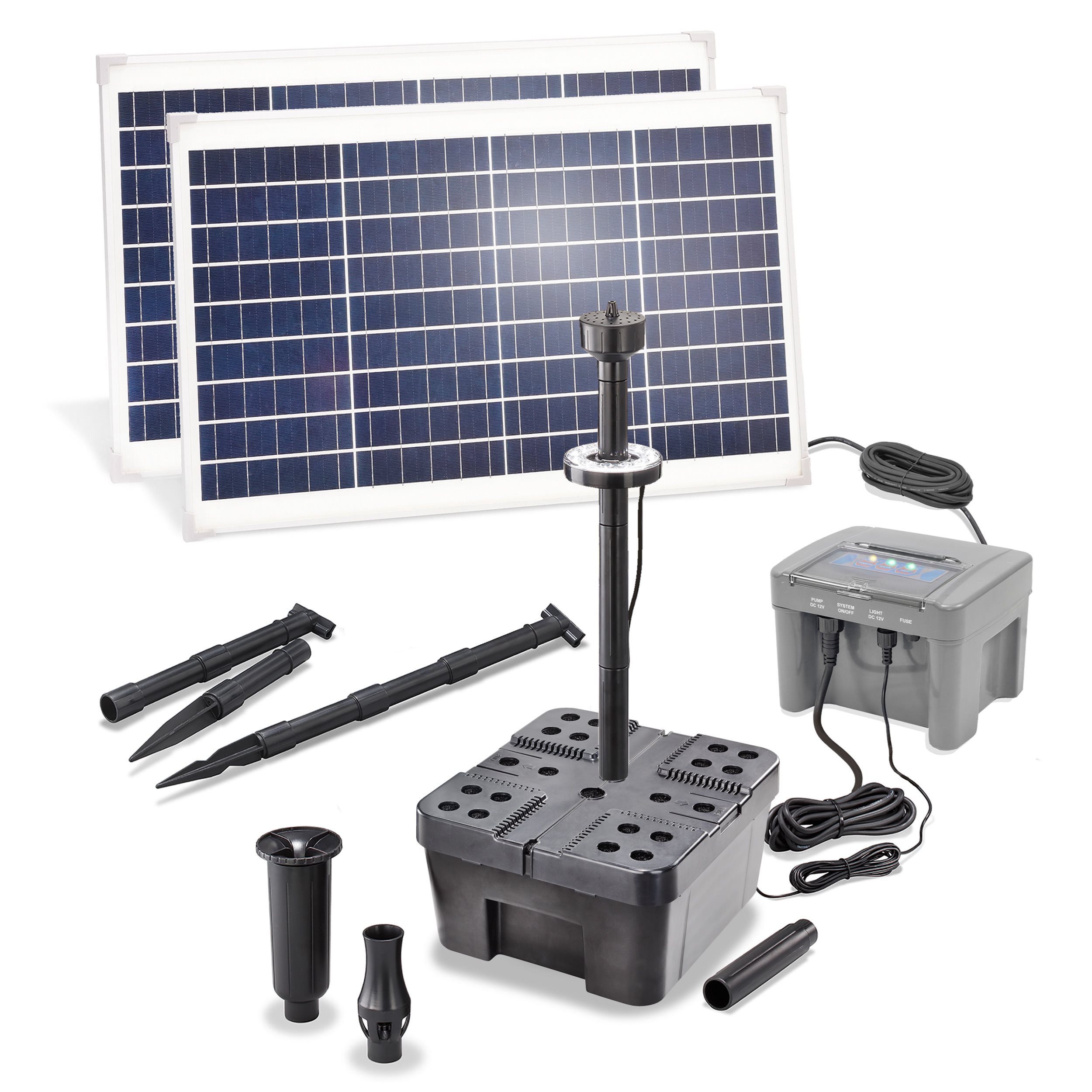 esotec Teichfilter 70/2800 Solar Unterwasserfilter-Set + 12Ah LiFePO4-Akkuspeicher 100955 (Komplettset)