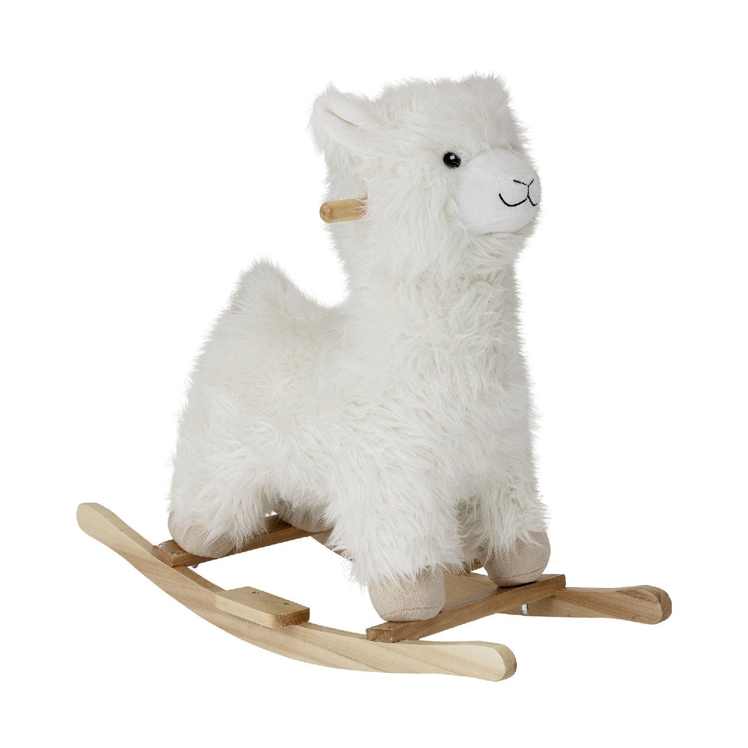 Bloomingville Schaukeltier Lama weiß Höhe 70,0 cm; Breite 30,5 cm; Длина 65,0 cm; / Aufbau: Polyester Schaukelrahmen: Holz (Pappel)