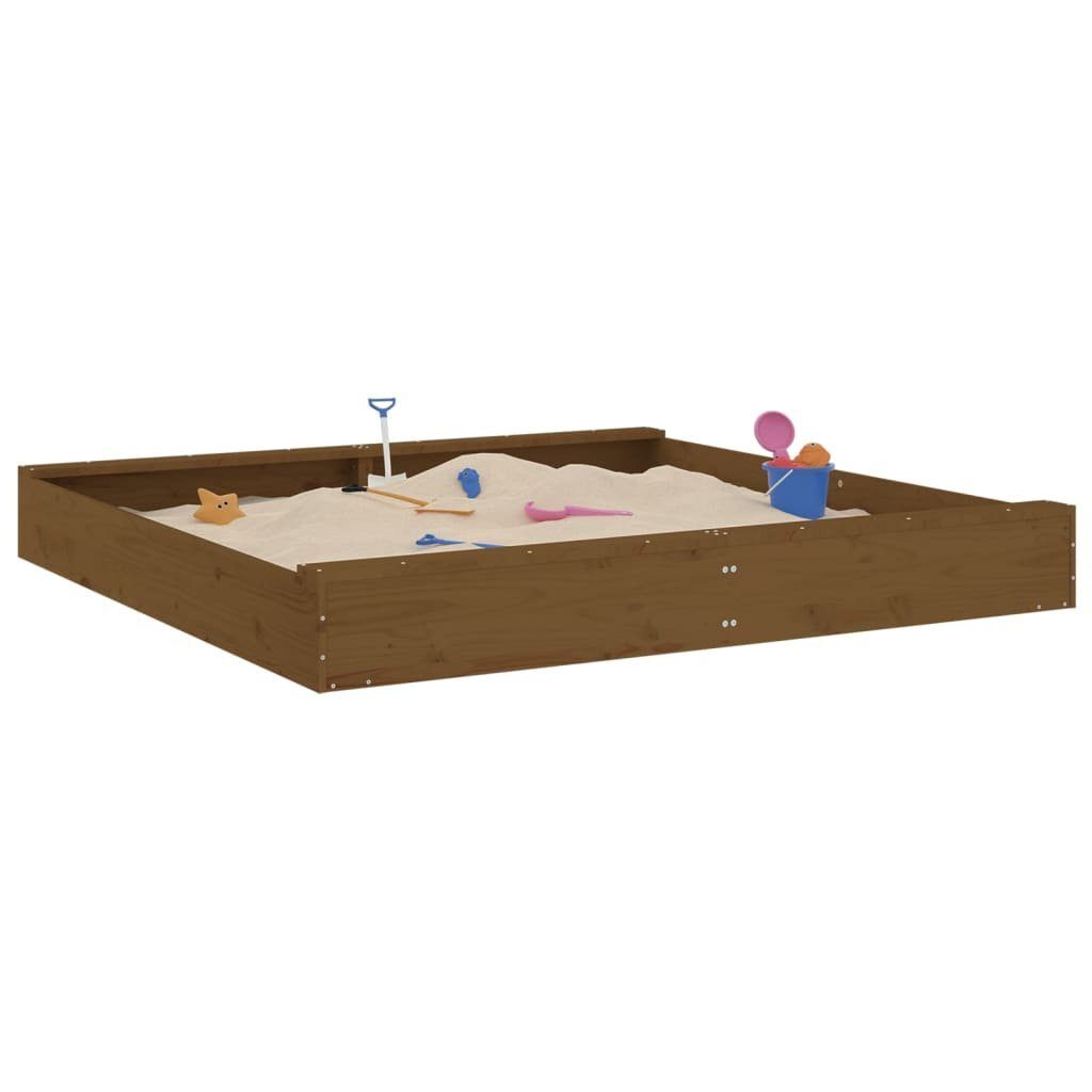 vidaXL Sandkasten 160 x 160 x 20 cm Sandkasten mit Sitzen Honigbraun Quadratisch Massivh