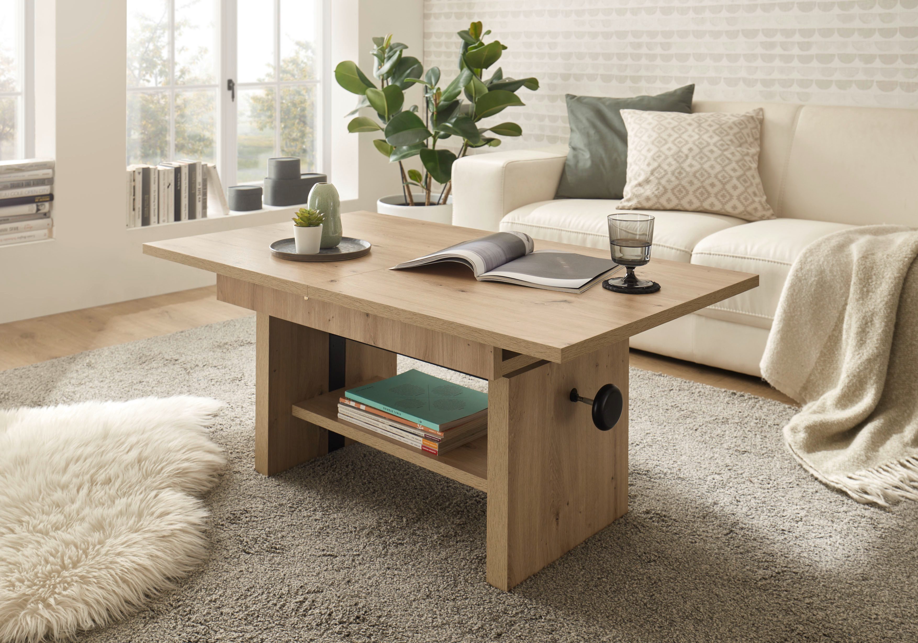 Stolkom Sp.z.o.o. Couchtisch Event höhenverstellbar, ausziehbar, BxHxT 110-150x48-63x65 cm, Höhenverstellbar mit Liftmechanik und ausziehbar in 3 Farbausführungen