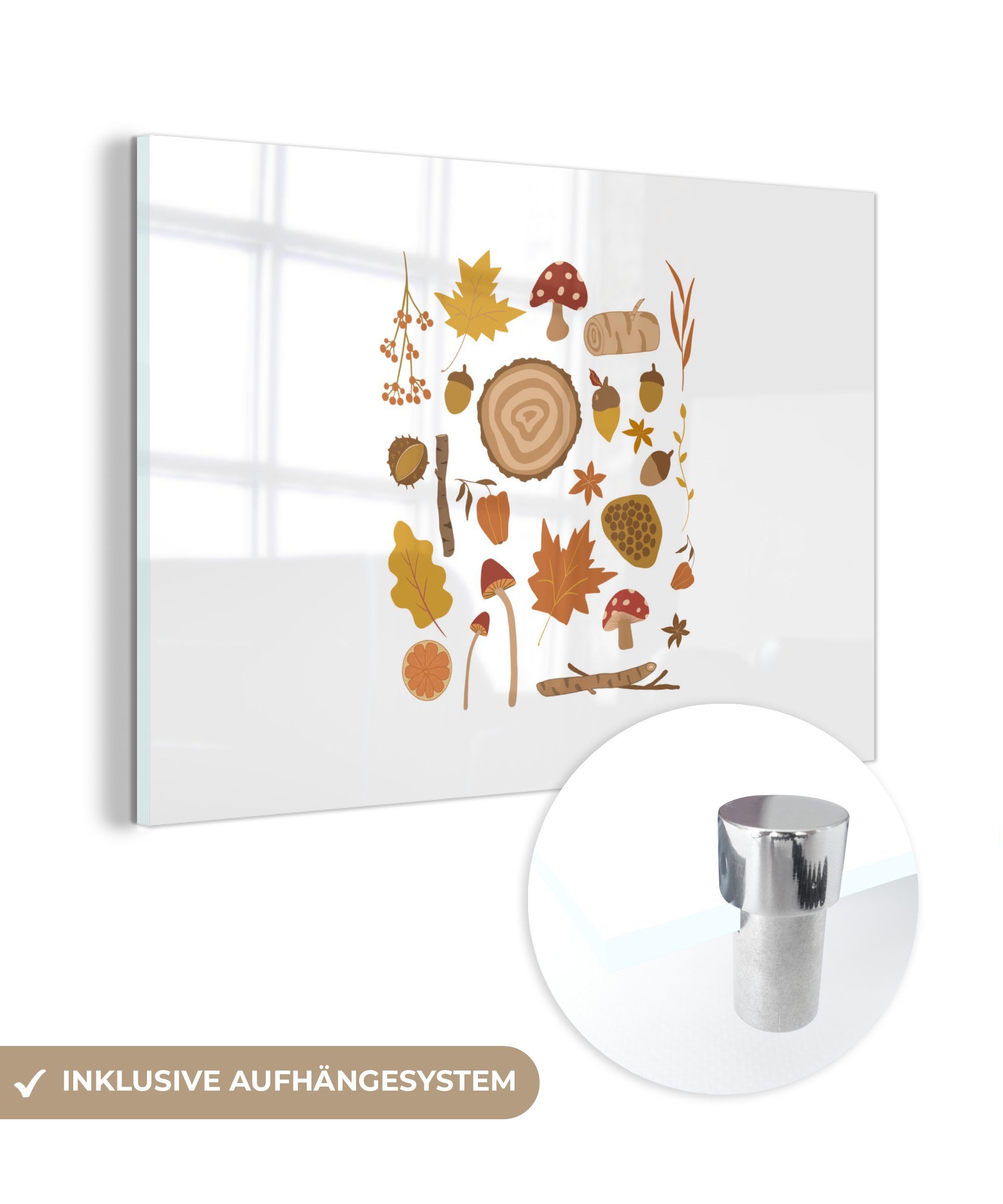 Jahreszeiten Acrylglasbild Collage, Wohnzimmer Schlafzimmer & MuchoWow Acrylglasbilder - Herbst St), (1 -