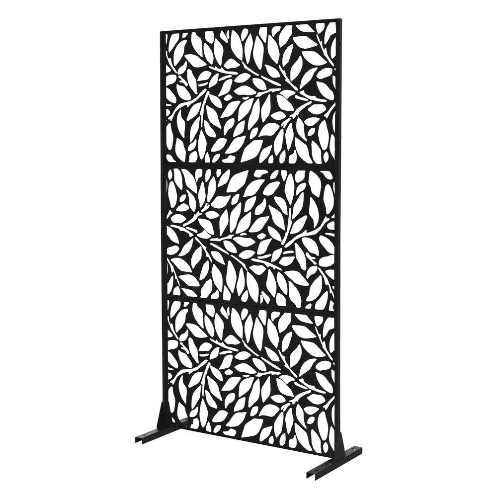 ML-DESIGN Sichtschutzelement Metall-Sichtschutz Paravent erweiterbar mit Ständer Sichtschutzwand, Raumteiler mit 3 Paneele Firenze 90x180cm Stahl freistehend Trennwand