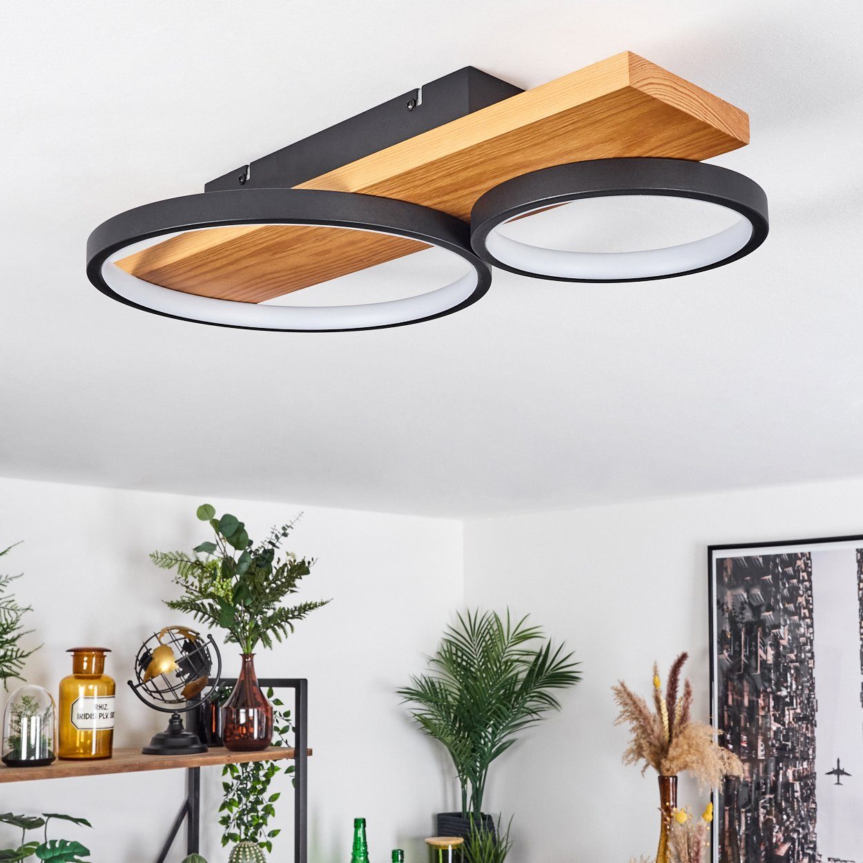 hofstein Deckenleuchte »Caces« dimmbare Deckenlampe aus Metall/Holz, 3000 Kelvin – Bild 5 von 5