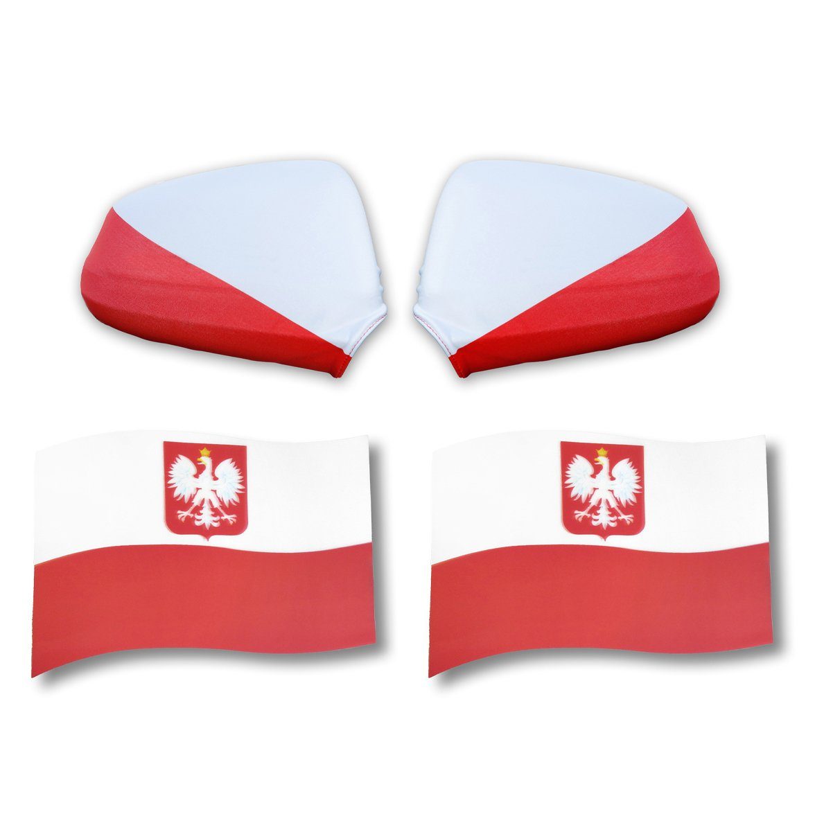 Sonia Originelli Fahne Fan-Paket Polen Polska Auto Außenspiegelflagge Magnete Fahren, Magnete: 3D-Effekt
