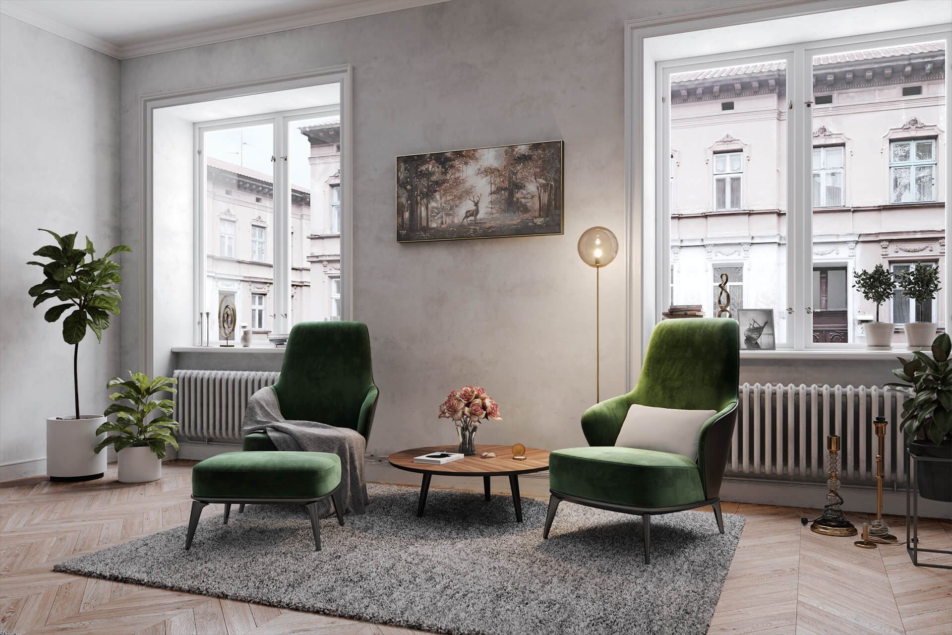 KUNSTLOFT Gemälde Stag in the Brume 120x60 cm, Leinwandbild 100% HANDGEMALT Wandbild Wohnzimmer – Bild 5 von 5