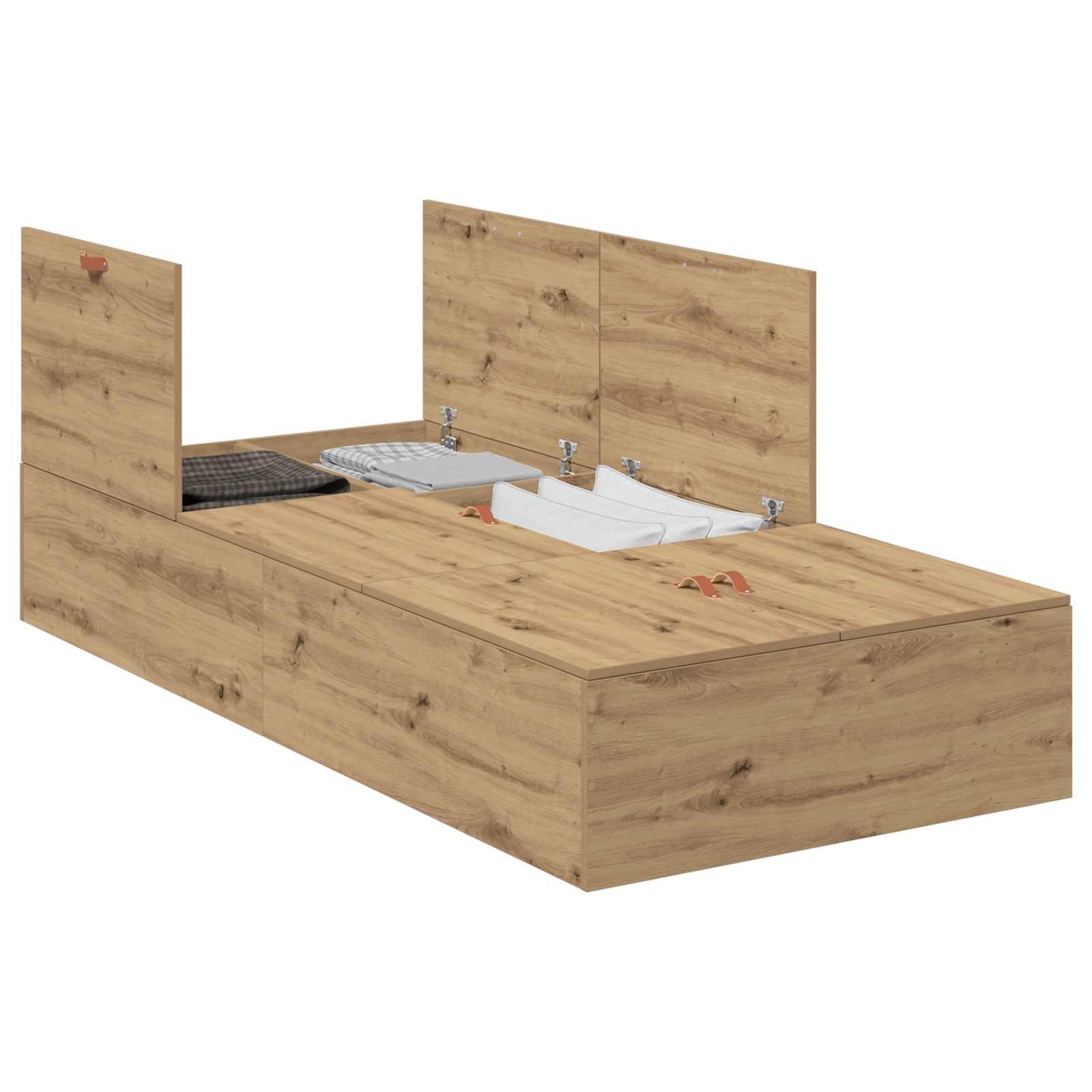 Bett Aufbewahrungsbettgestell Artisan-Eiche 100 x 200 cm