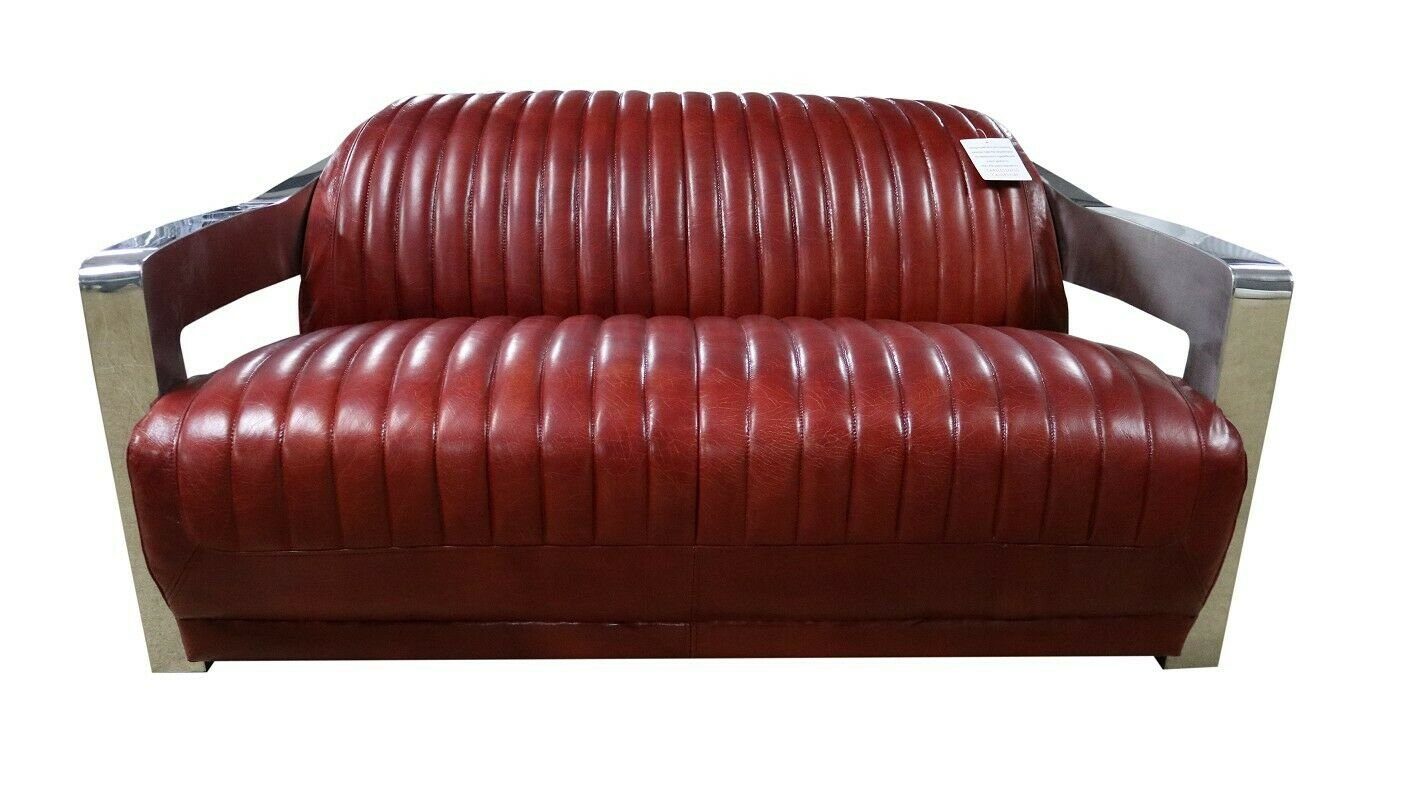 JVmoebel Sofa Sofa Vintage 2 Sitzer Ledersofa Retro Möbel Sofa Couch Polster, Made in Europe