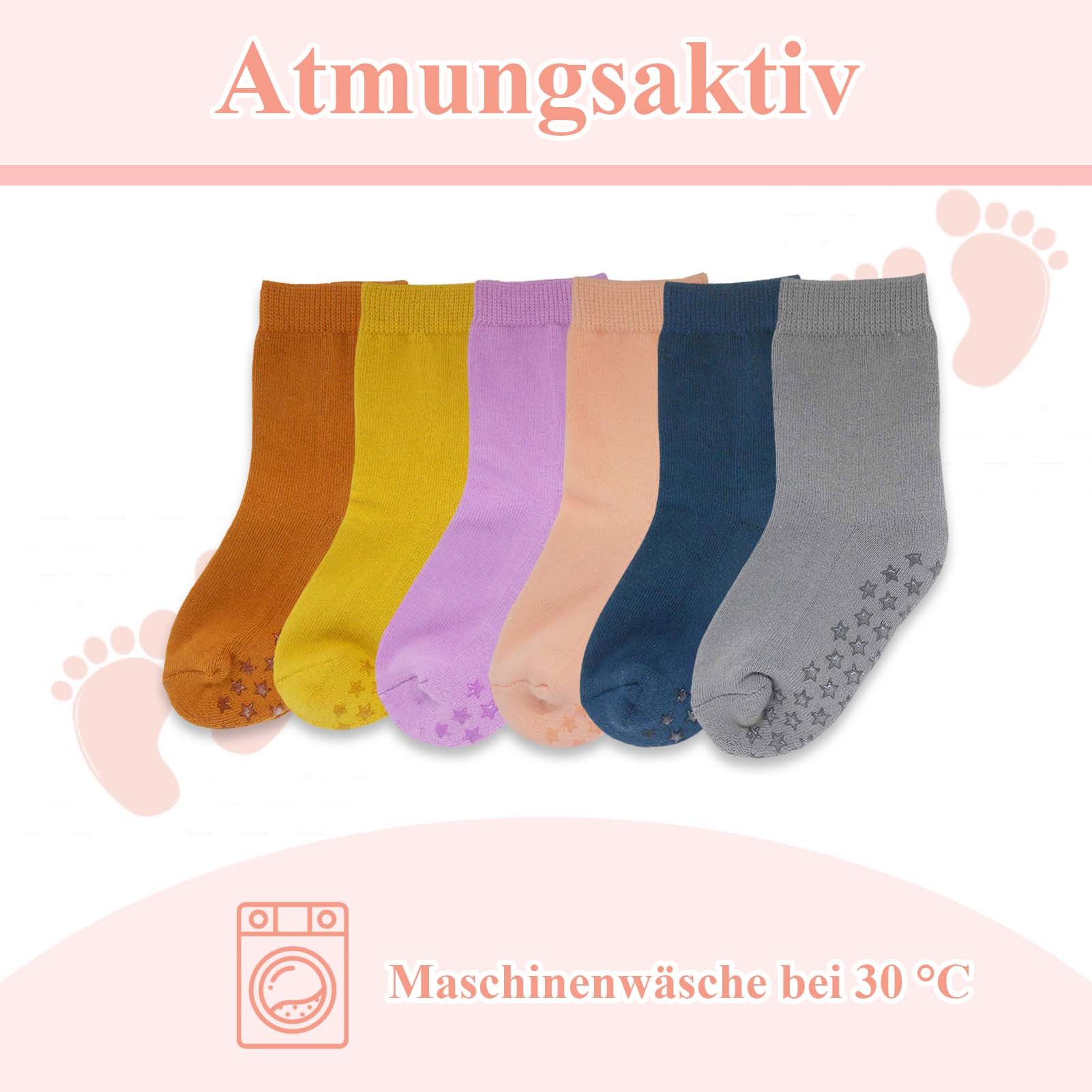 Yalion Kurzsocken Weiche Kinder socken Babysocken mit Halbplüsch braun 3-Paar (Set, 3-Paar, 3 Paar) Rutschfeste Sternen-Noppen