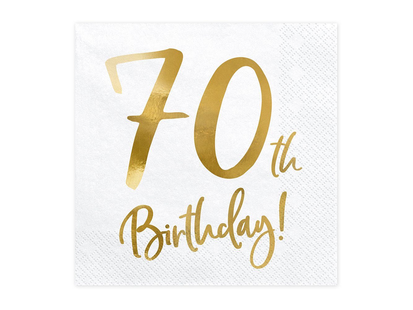 partydeco Papierserviette, Servietten 70.Geburtstag 33x33cm 20 Stück weiß gold