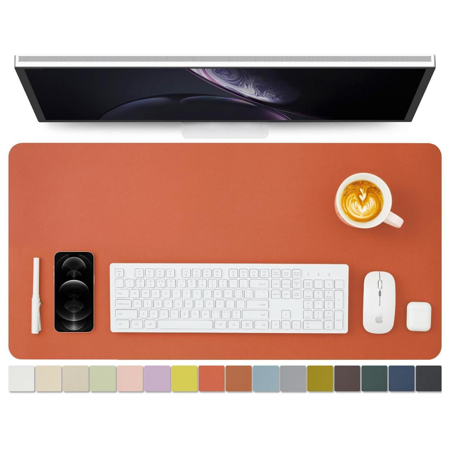 LuxusKollektion Schreibtischunterlage Schreibtischunterlage Orange 80x40cm in Lederoptik