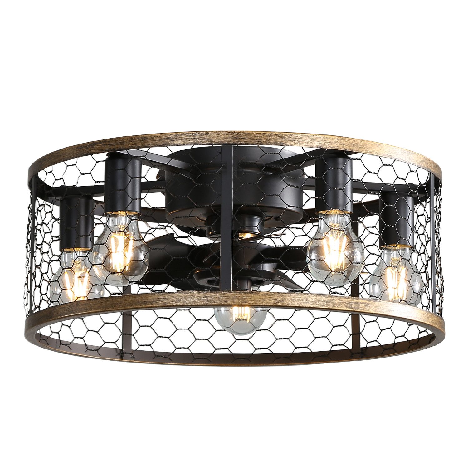 OKWISH Deckenventilator kleiner Deckenventilator zur Unterputzmontage, mit Käfig,7 ABS-Flügeln,Fernbedienung,umkehrbarem Gleichstrommotor