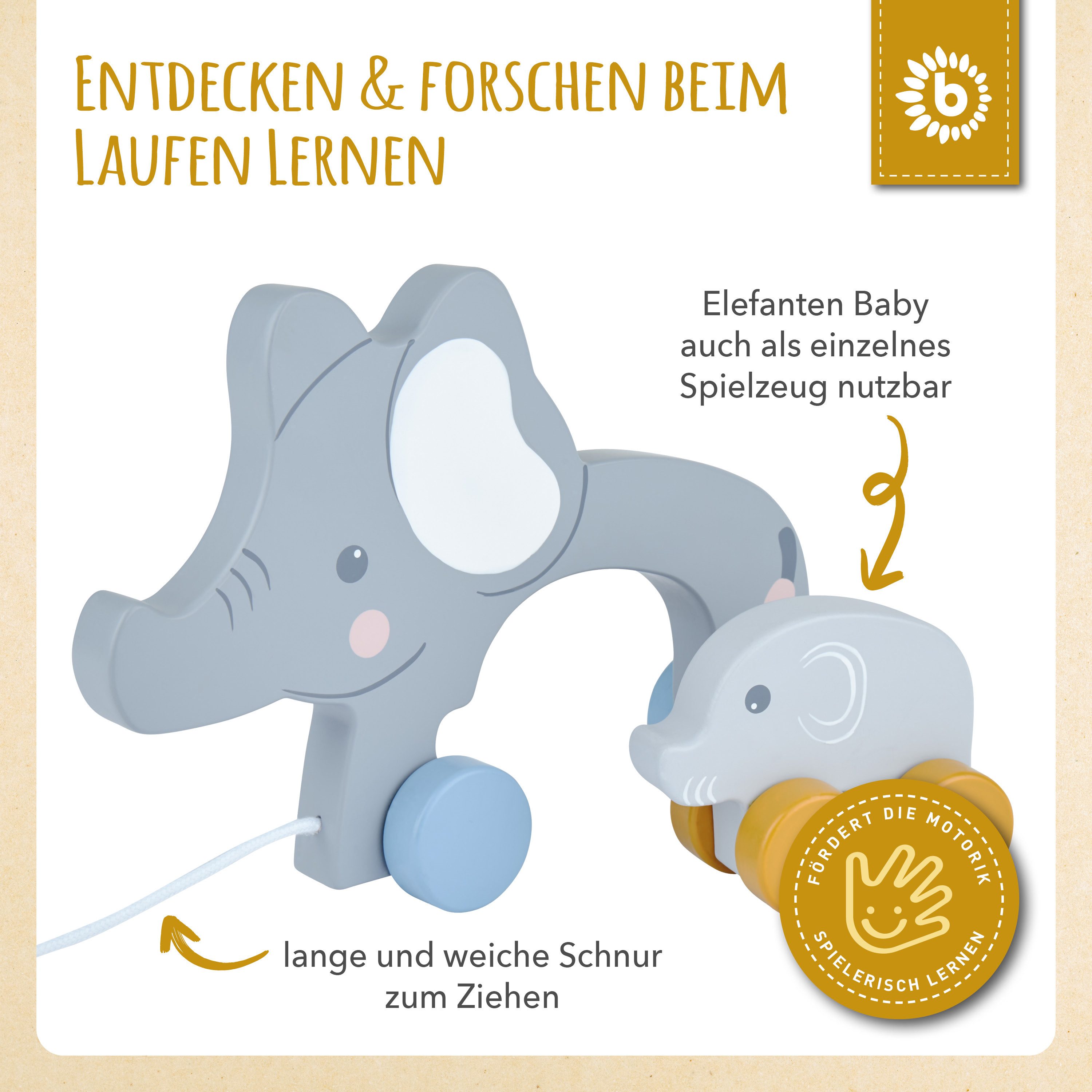 BIECO Nachziehtier Bieco Spielzeug Nachziehtier Elefant