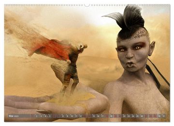 CALVENDO Wandkalender Helden, Drachen und Magie (Premium, hochwertiger DIN A2 Wandkalender 2023, Kunstdruck in Hochglanz)