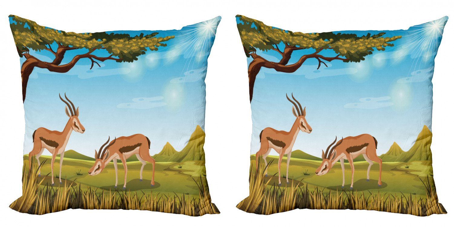 Kissenbezüge Modern Accent Doppelseitiger Digitaldruck, Abakuhaus (2 Stück), Antilope Tier-Natur-Szene